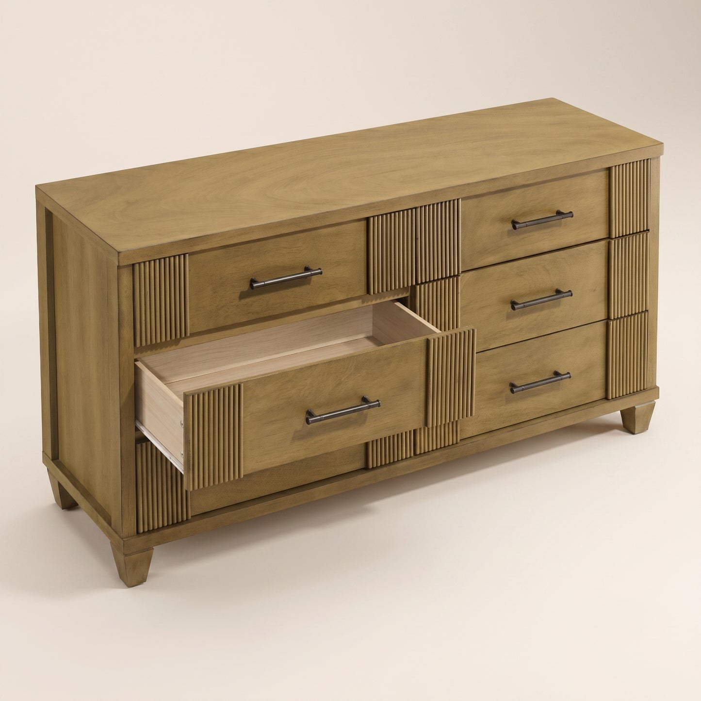 GALANO 6-Drawer Double Dresser, 54.8" Wide, Mid-Century Fluted Design, 1 Dresser