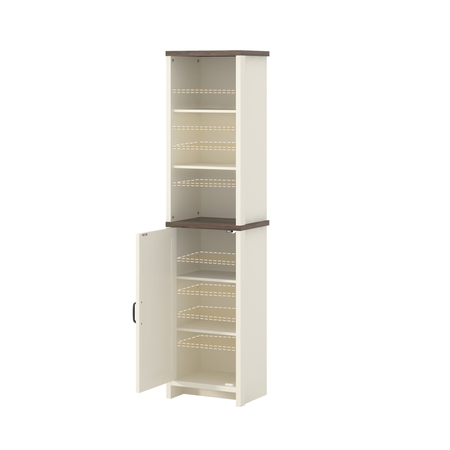 Galano Tall Bathroom Cabinet with Open Shelves in Ivory Knotty Oak 15.6" W × 11.6" D × 63.7" H