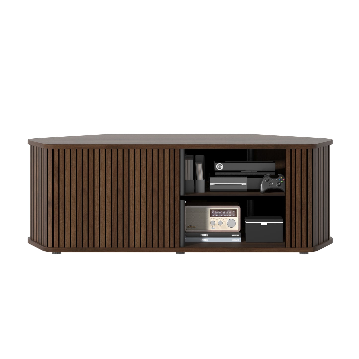 Galano Corner TV Stand with Fluted Doors 43.3" W × 20.0" D × 14.8" H