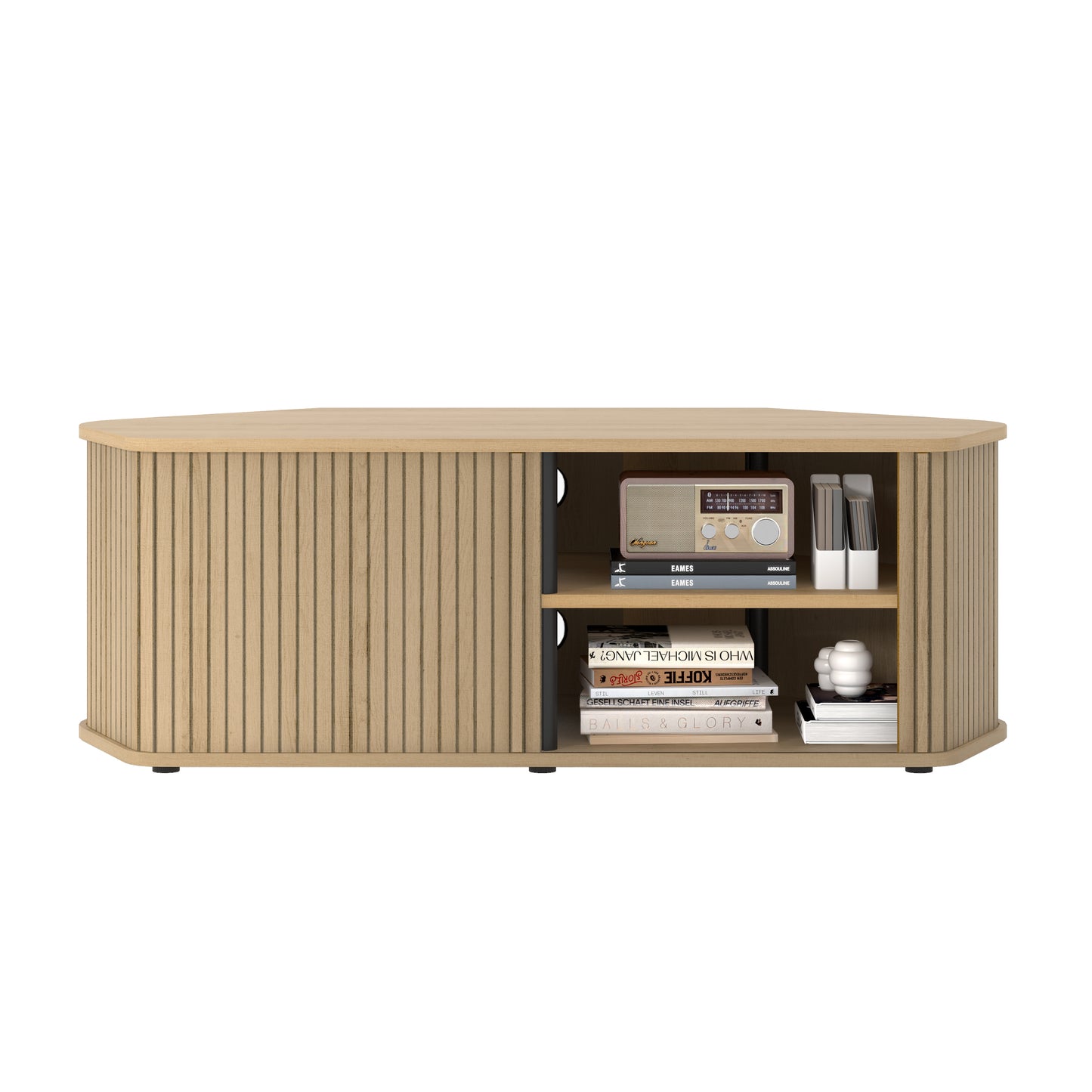 Galano Corner TV Stand with Fluted Doors 43.3" W × 20.0" D × 14.8" H