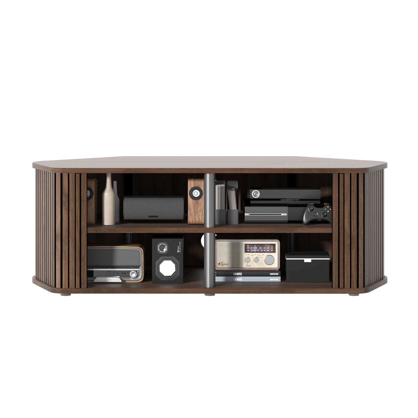 Galano Corner TV Stand with Fluted Doors 43.3" W × 20.0" D × 14.8" H