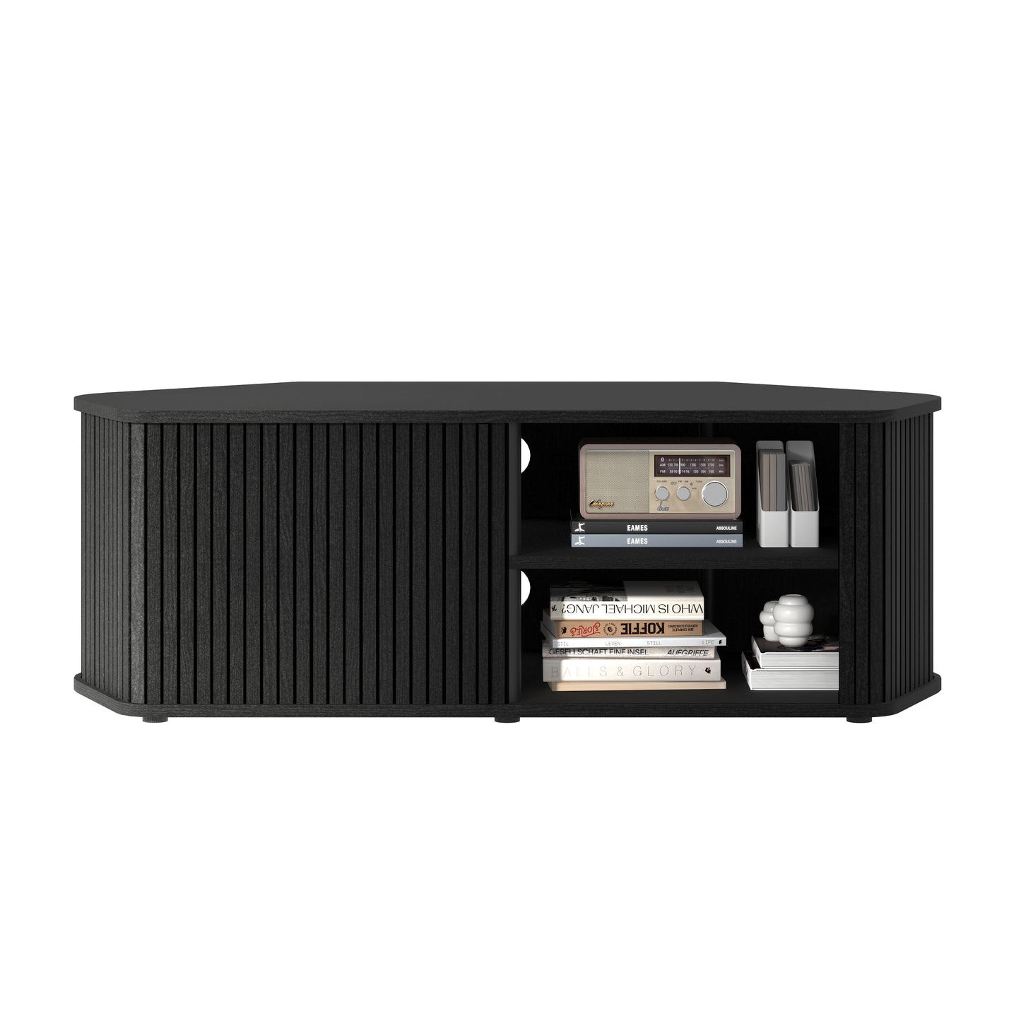 Galano Corner TV Stand with Fluted Doors 43.3" W × 20.0" D × 14.8" H