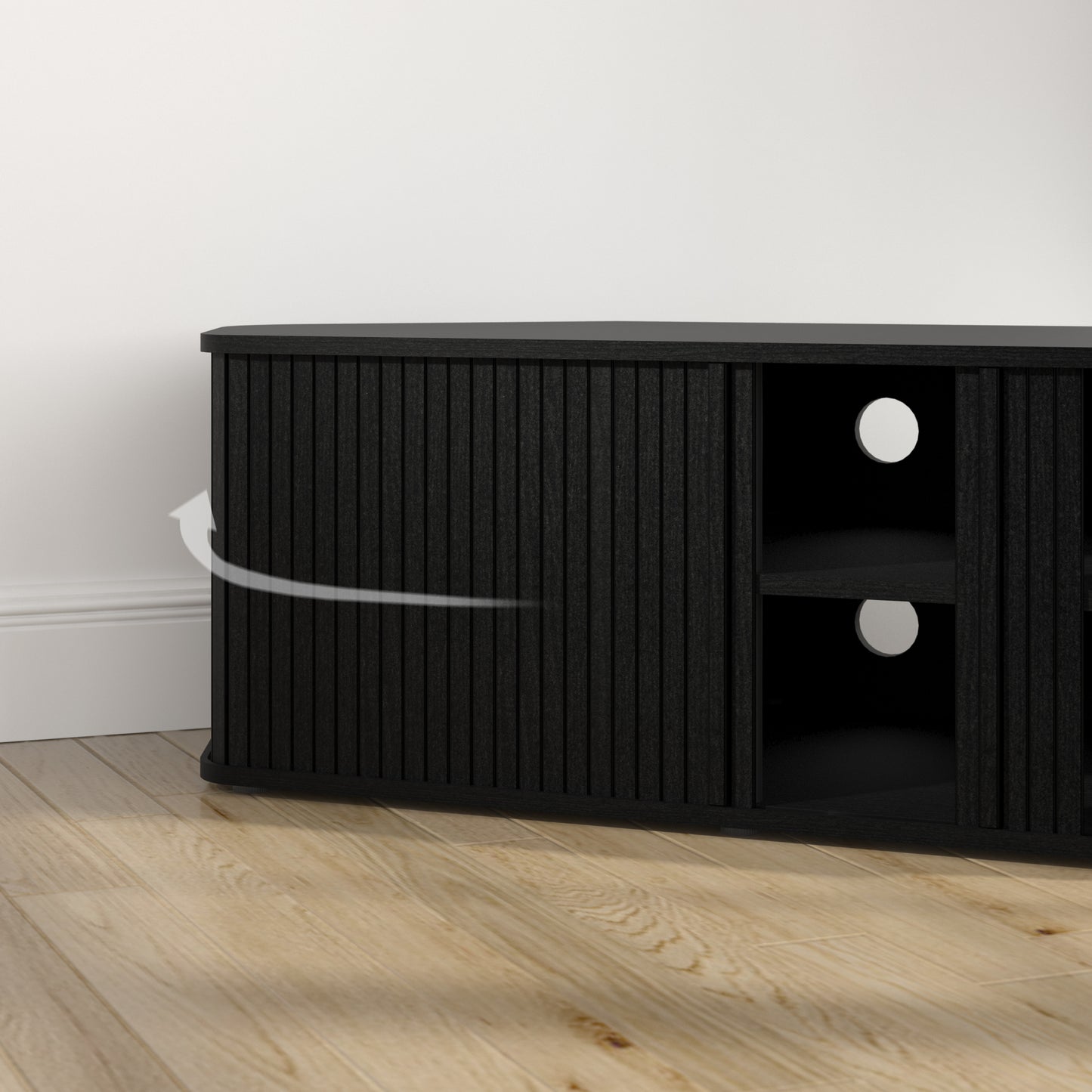 Galano Corner TV Stand with Fluted Doors 43.3" W × 20.0" D × 14.8" H