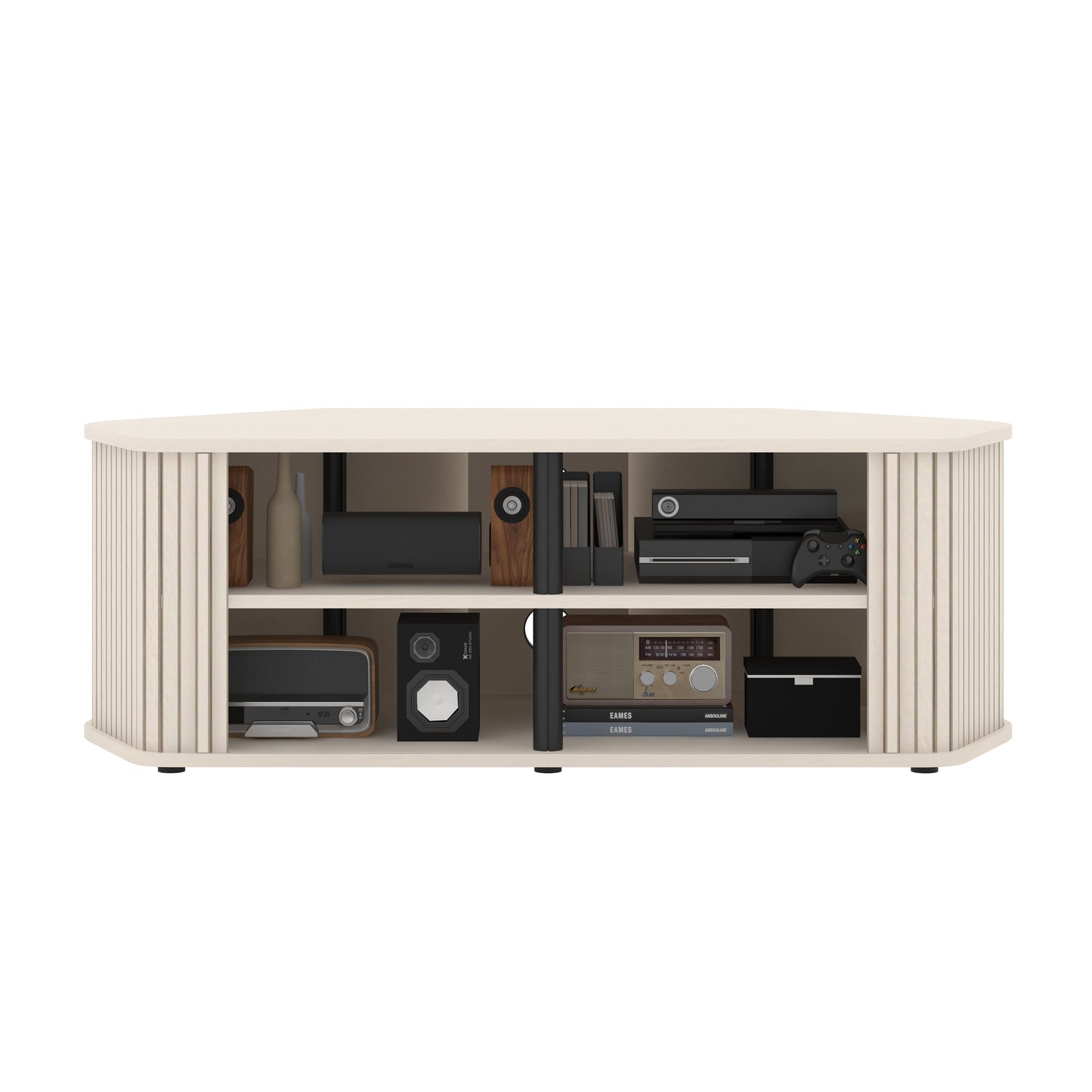 Galano Corner TV Stand with Fluted Doors 43.3" W × 20.0" D × 14.8" H