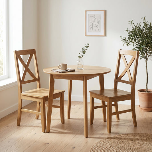 Galano Set of 2 Solid Wood Cross-Back Dining Chairs