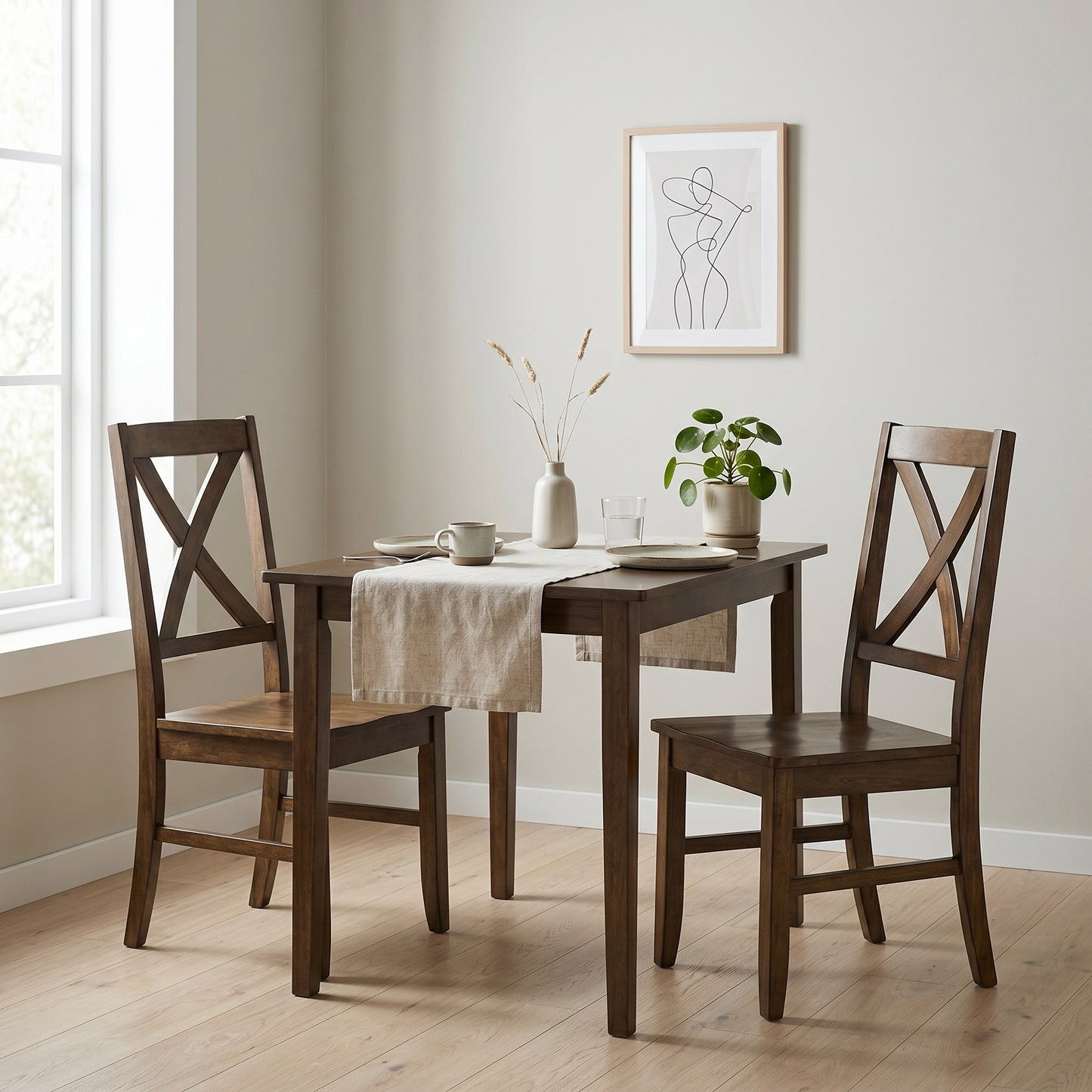 Galano Set of 2 Solid Wood Cross-Back Dining Chairs