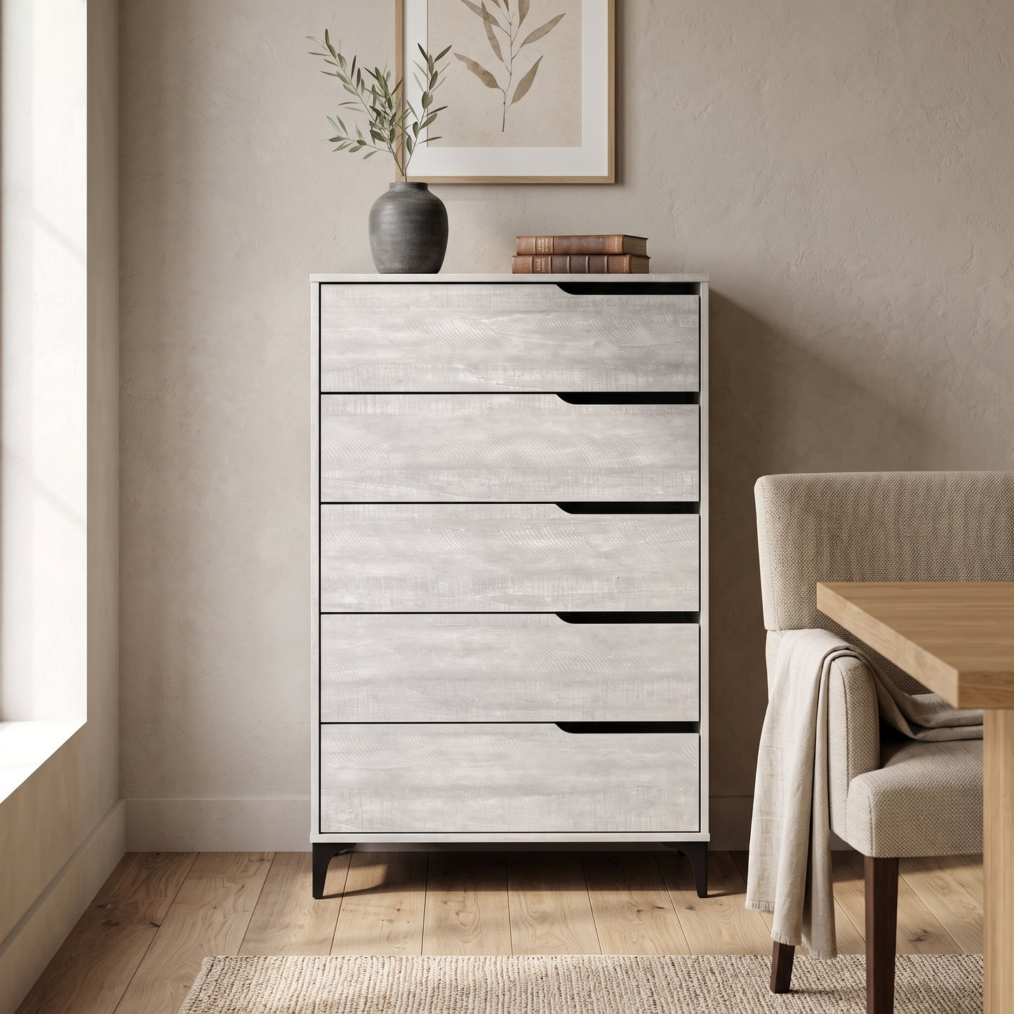 Galano Modern 5-Drawer Tall Dresser for Bedroom with Interlocking Drawers & Metal Slides, 30.7" W