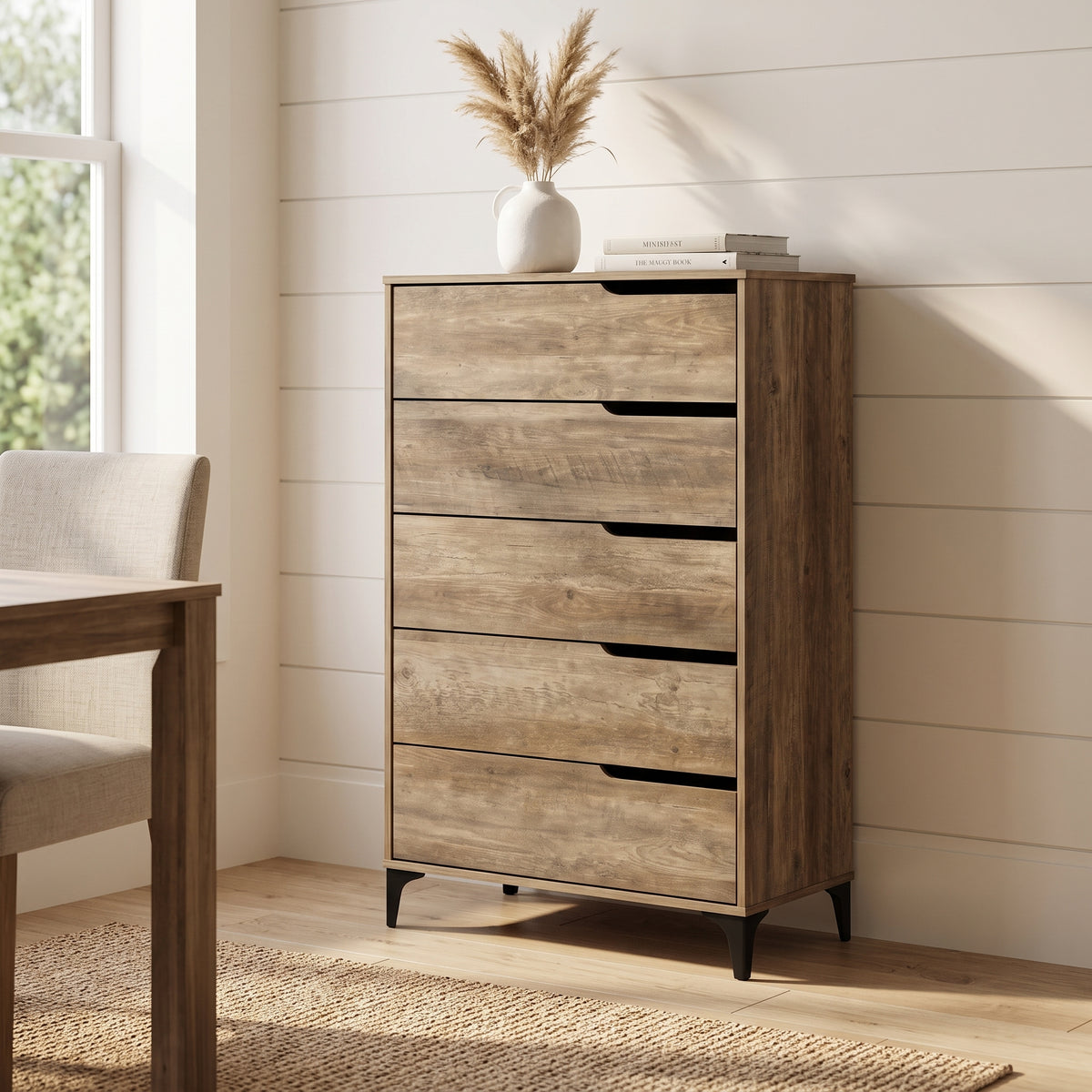 Galano Modern 5-Drawer Tall Dresser for Bedroom with Interlocking Drawers & Metal Slides, 30.7" W