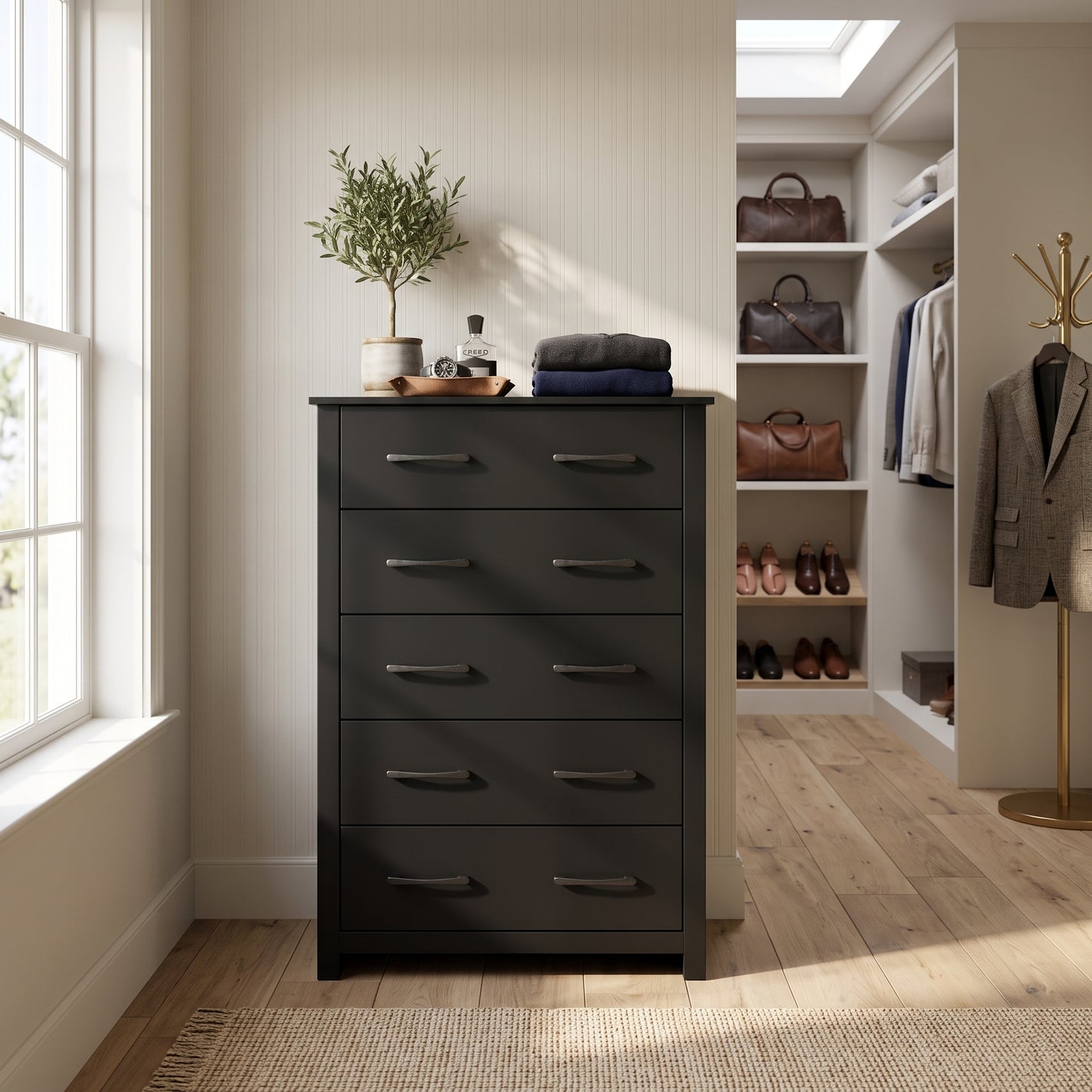 Galano 5-Drawer Tall Dresser for Bedroom with Interlocking Drawers & Anti-Tip Kit, 31.1" Wide