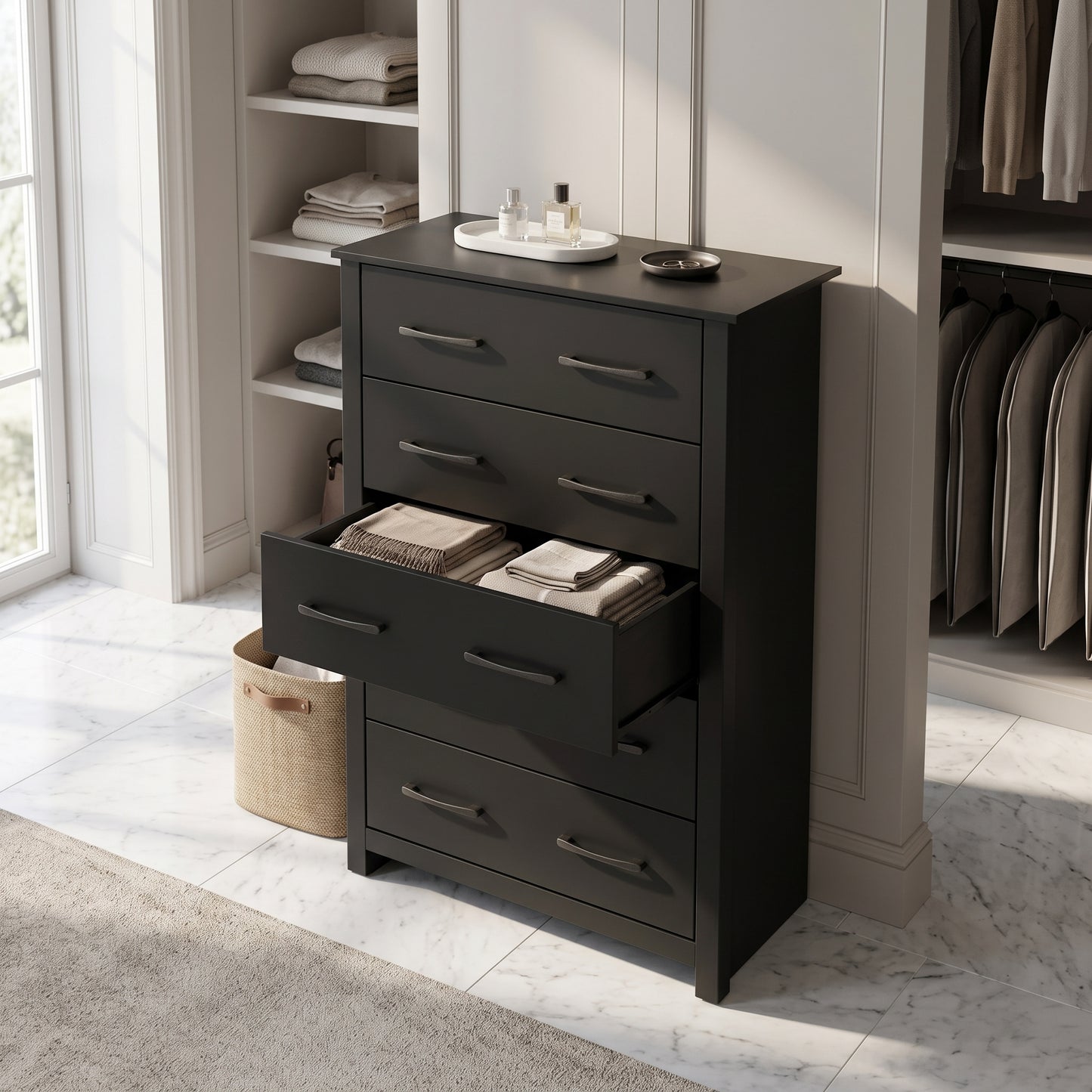 Galano 5-Drawer Tall Dresser for Bedroom with Interlocking Drawers & Anti-Tip Kit, 31.1" Wide