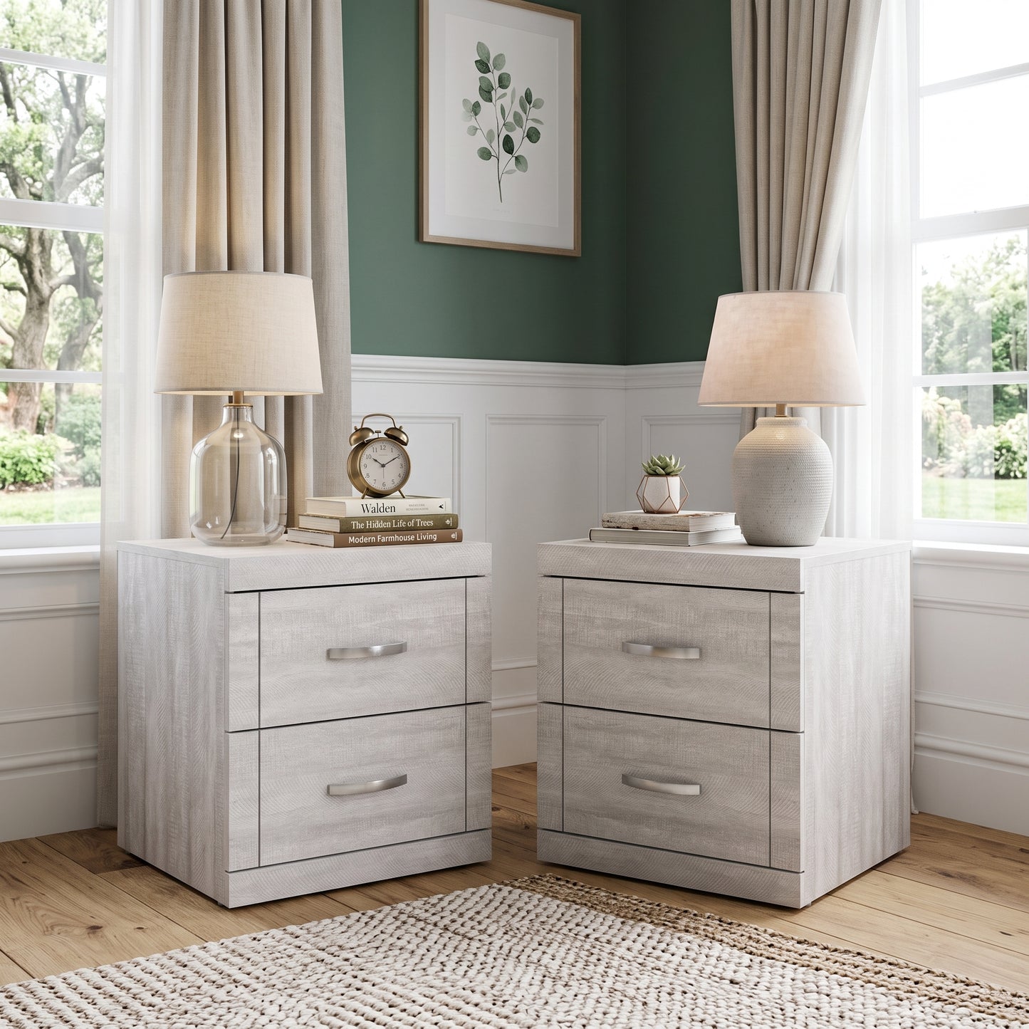 Galano Modern 2-Drawer Nightstand Bedside Table 19.0" W × 16.3" D × 20.3" H