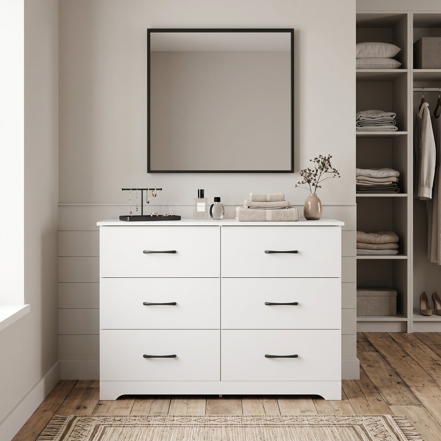 Galano Modern 6 Drawer Dresser for Bedroom with Interlocking Drawers & Anti-Tip Kit, 47"