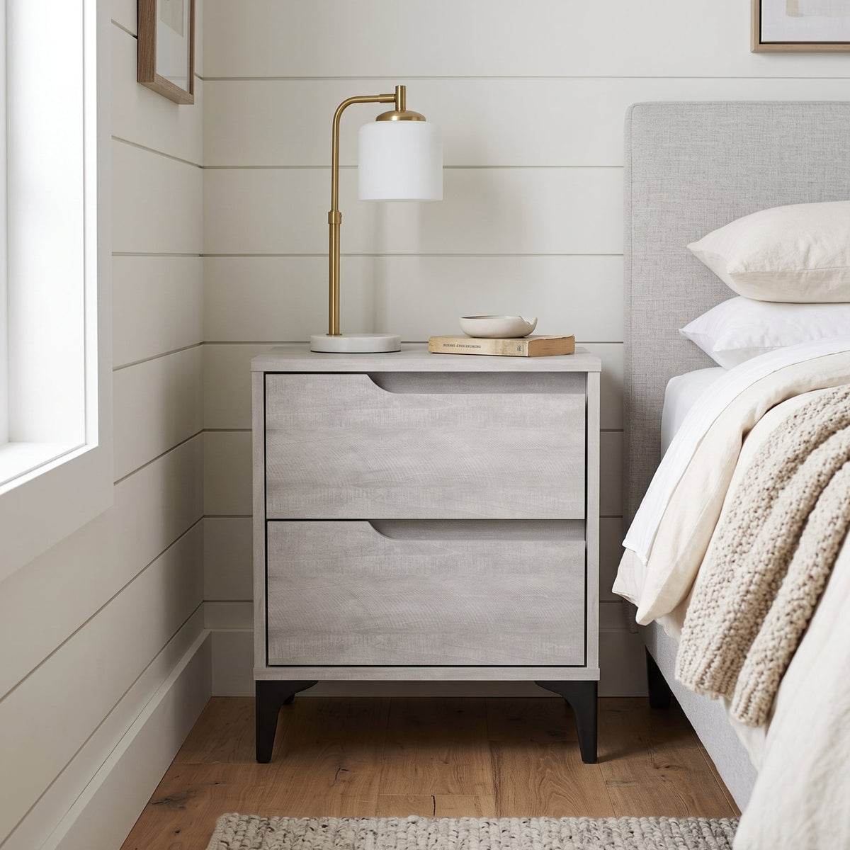 Galano Modern 2-Drawer Nightstand & Side Table for Bedroom or Living Room