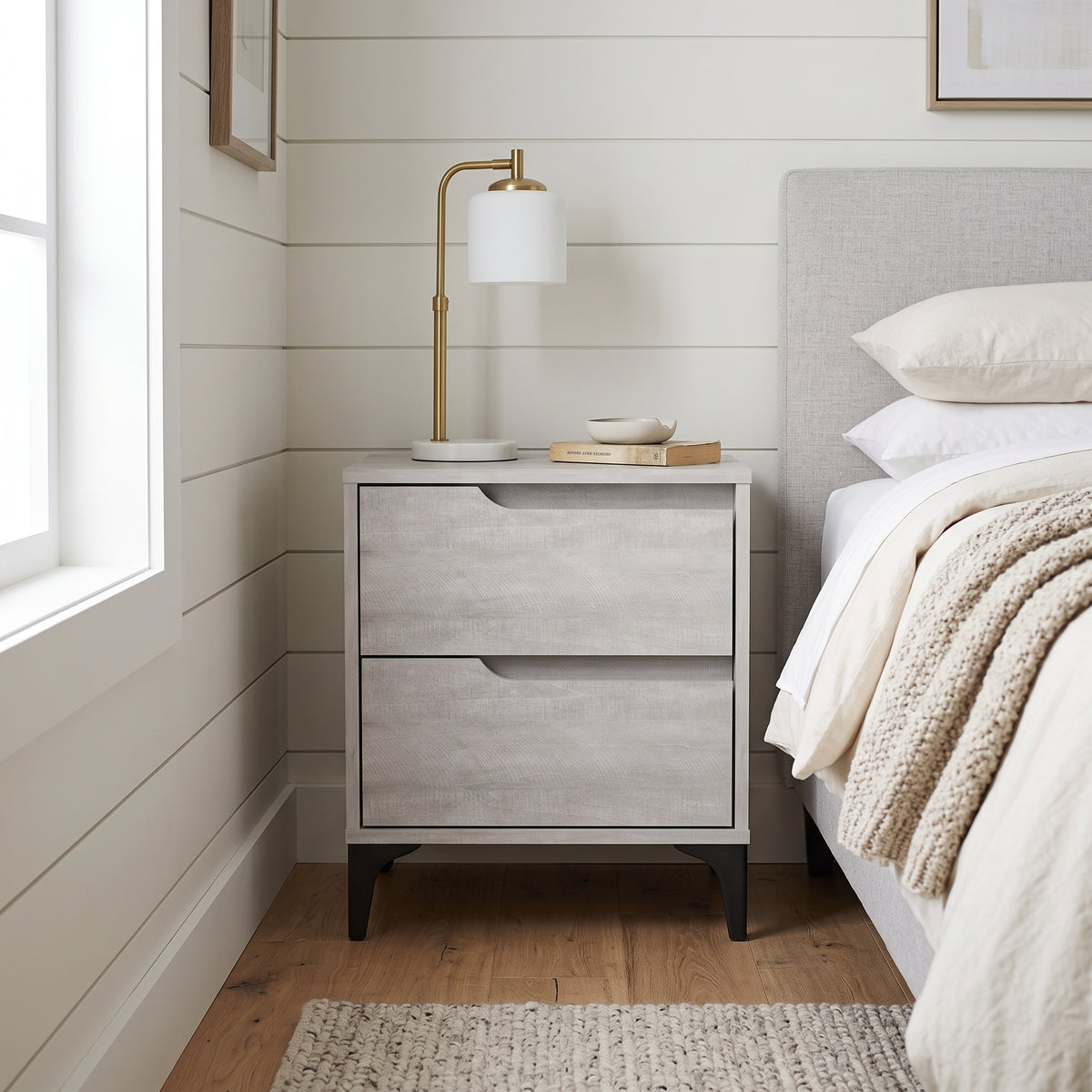 Galano Modern 2-Drawer Nightstand & Side Table for Bedroom or Living Room