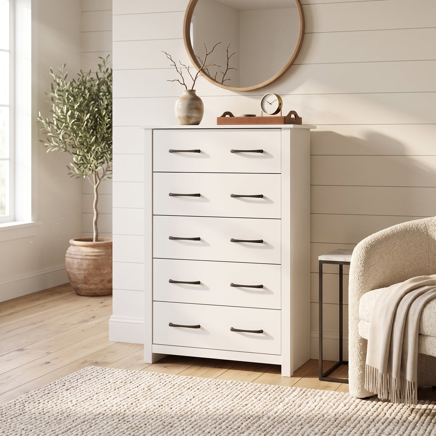 Galano 5-Drawer Tall Dresser for Bedroom with Interlocking Drawers & Anti-Tip Kit, 31.1" Wide