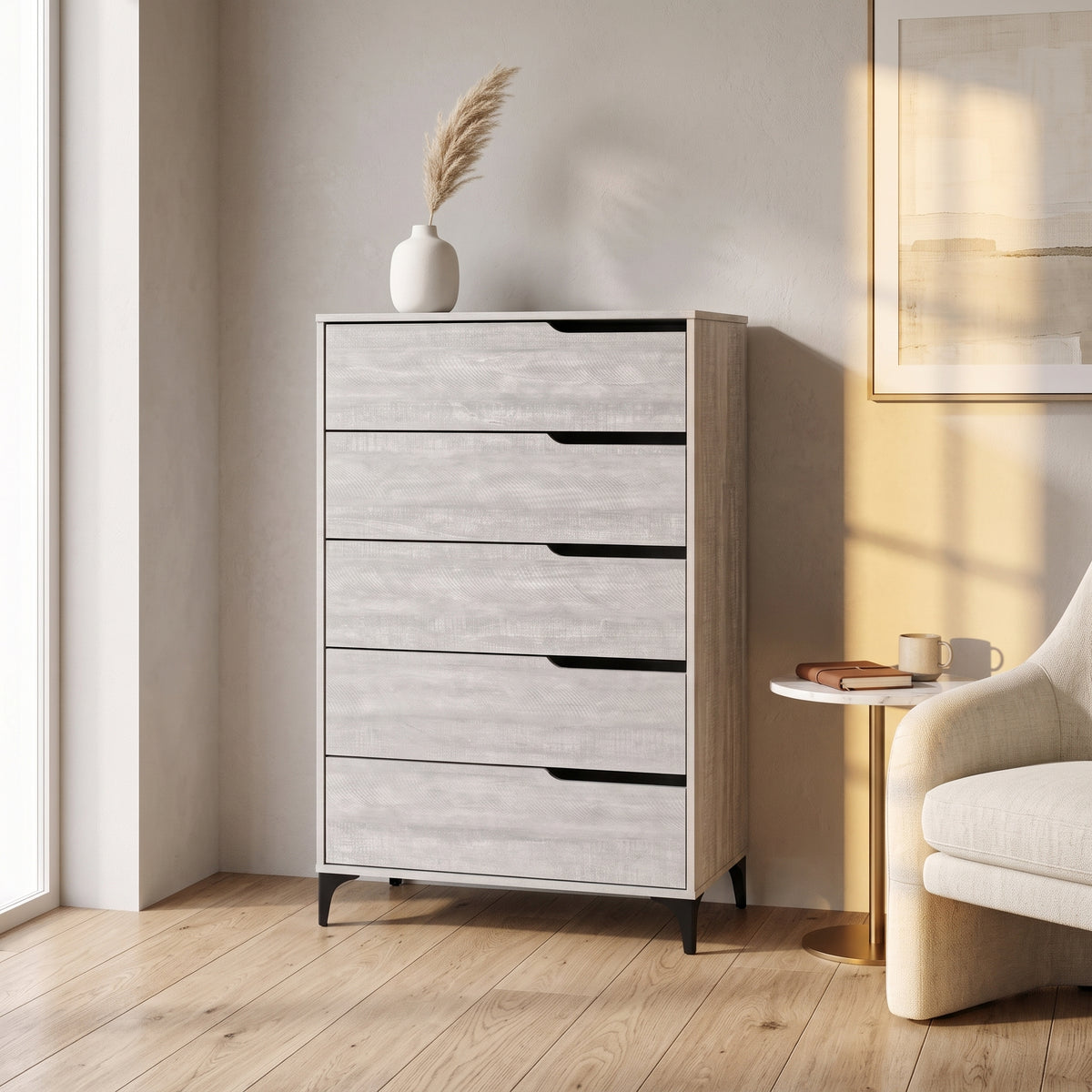 Galano Modern 5-Drawer Tall Dresser for Bedroom with Interlocking Drawers & Metal Slides, 30.7" W