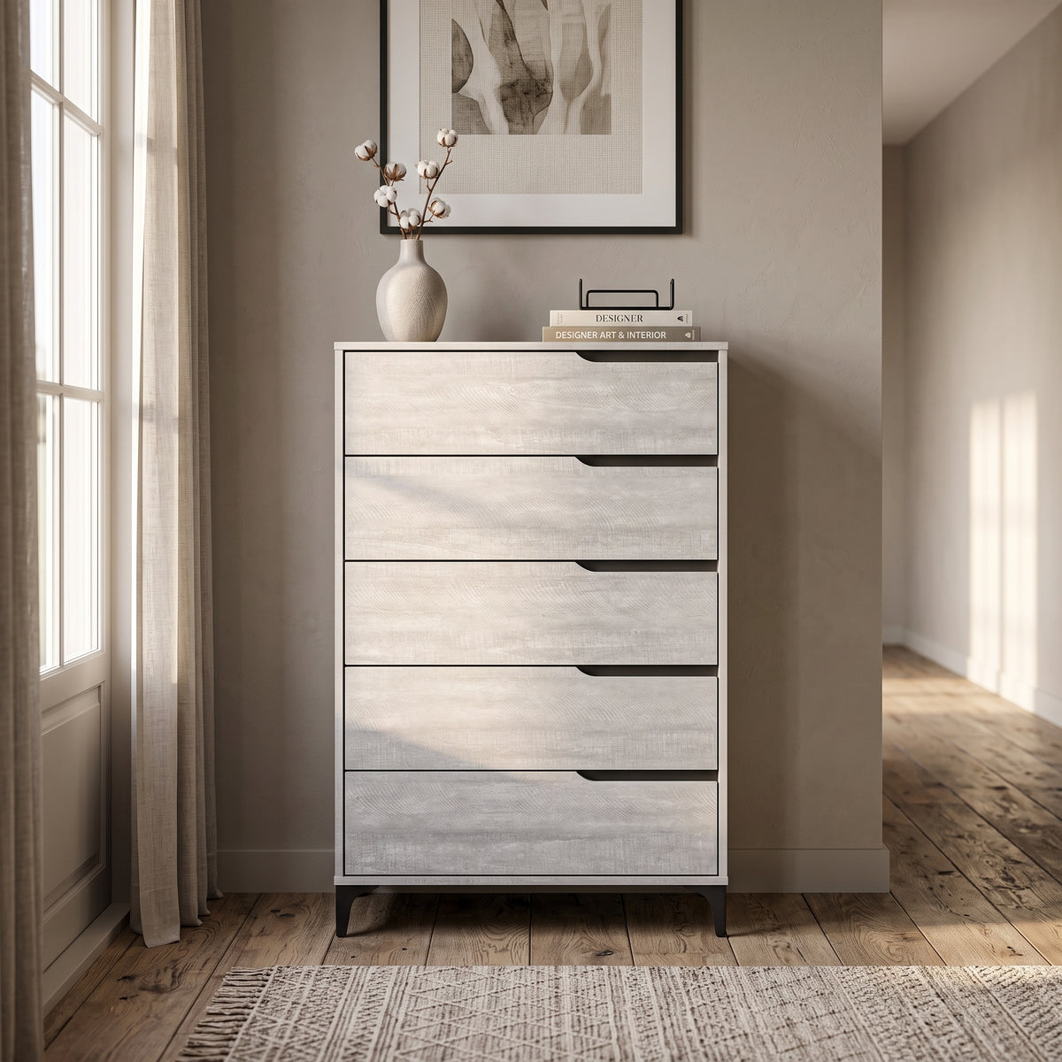 Galano Modern 5-Drawer Tall Dresser for Bedroom with Interlocking Drawers & Metal Slides, 30.7" W