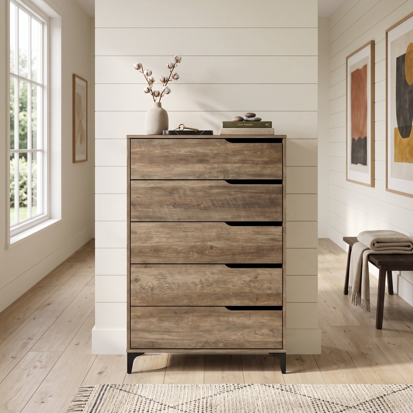Galano Modern 5-Drawer Tall Dresser for Bedroom with Interlocking Drawers & Metal Slides, 30.7" W