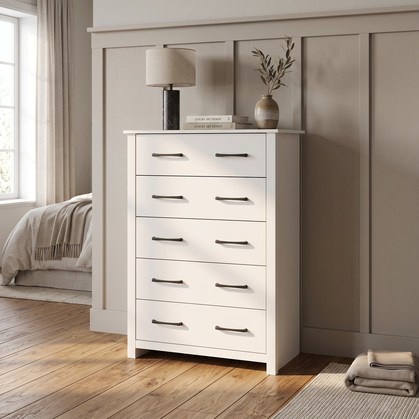 Galano 5-Drawer Tall Dresser for Bedroom with Interlocking Drawers & Anti-Tip Kit, 31.1" Wide