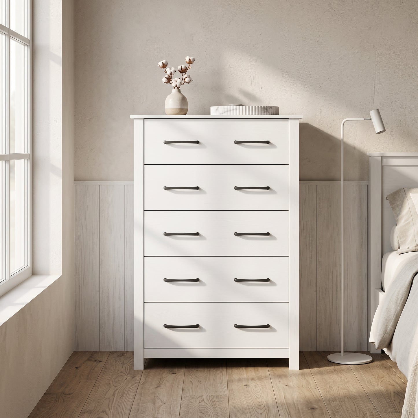 Galano 5-Drawer Tall Dresser for Bedroom with Interlocking Drawers & Anti-Tip Kit, 31.1" Wide