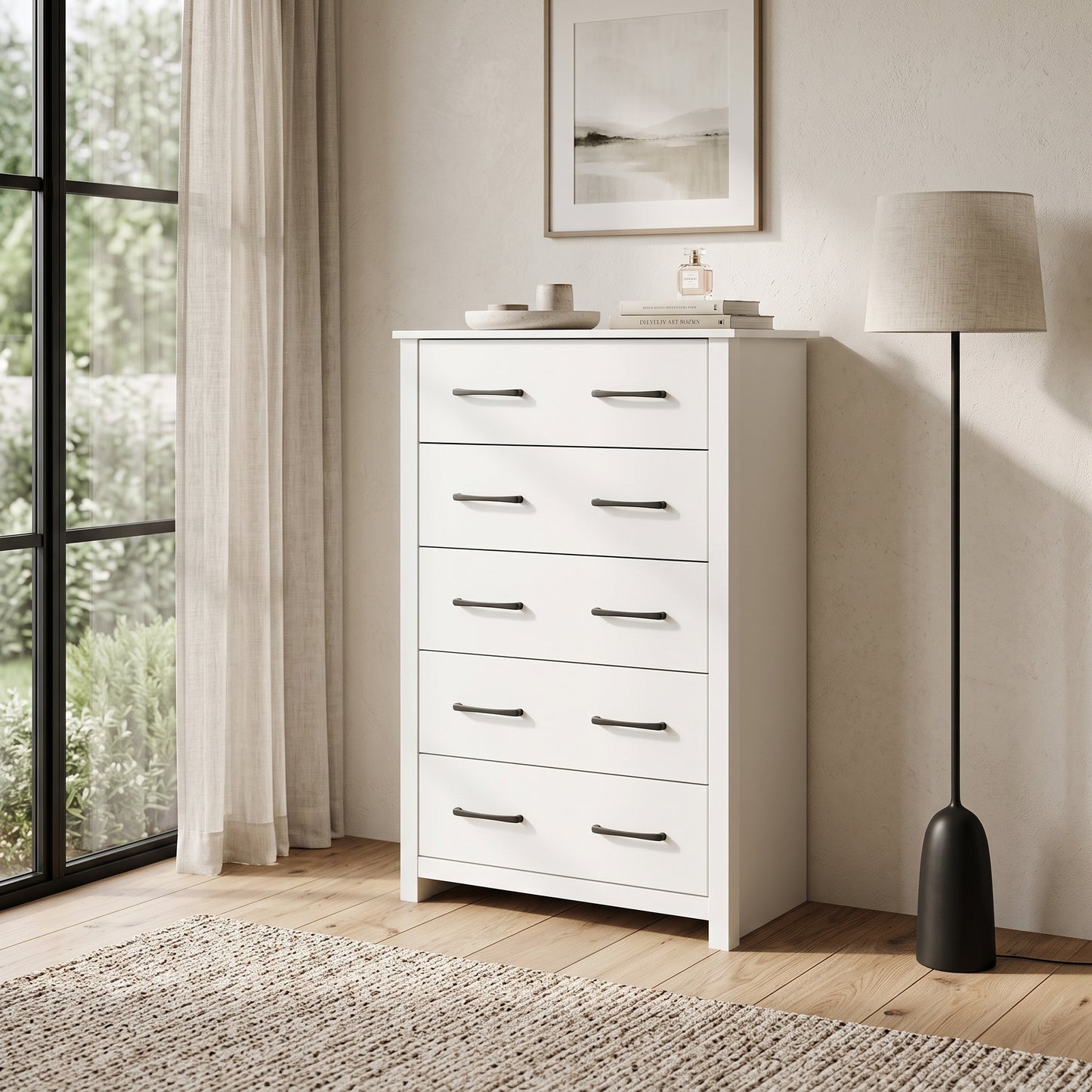 Galano 5-Drawer Tall Dresser for Bedroom with Interlocking Drawers & Anti-Tip Kit, 31.1" Wide