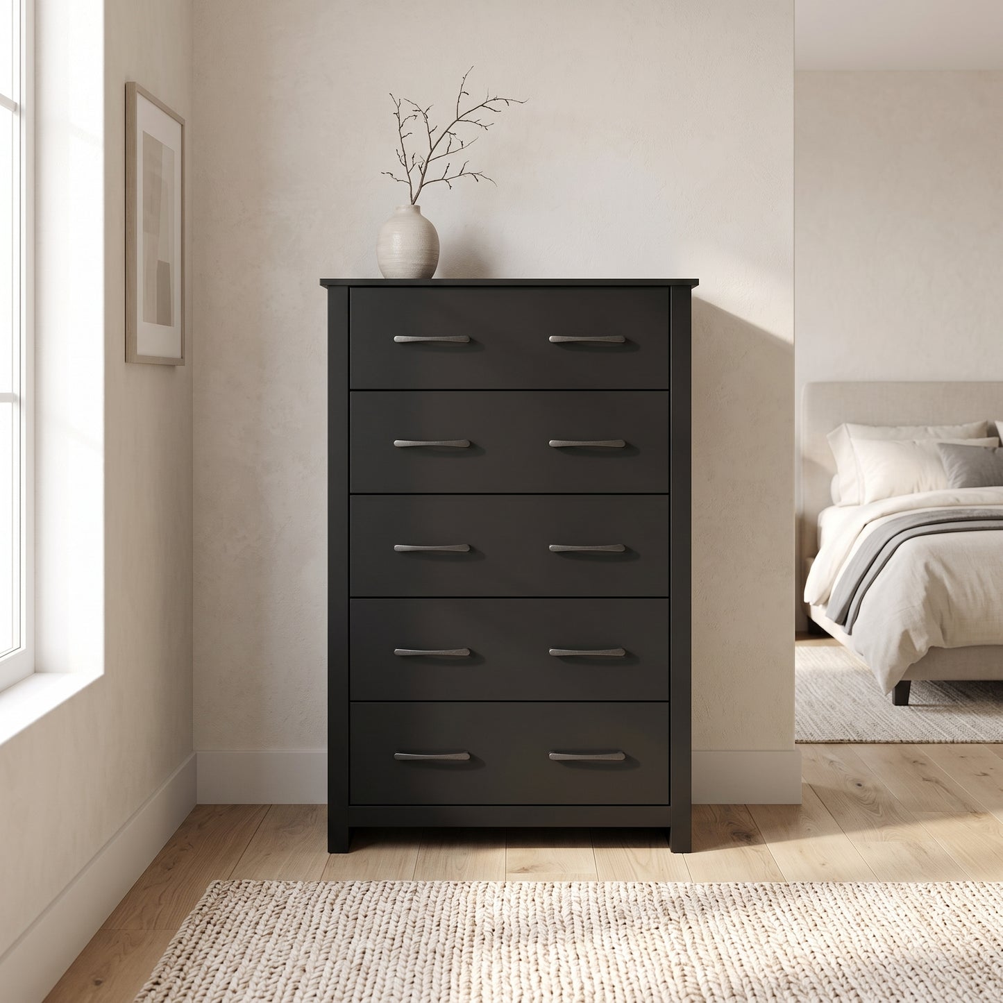 Galano 5-Drawer Tall Dresser for Bedroom with Interlocking Drawers & Anti-Tip Kit, 31.1" Wide