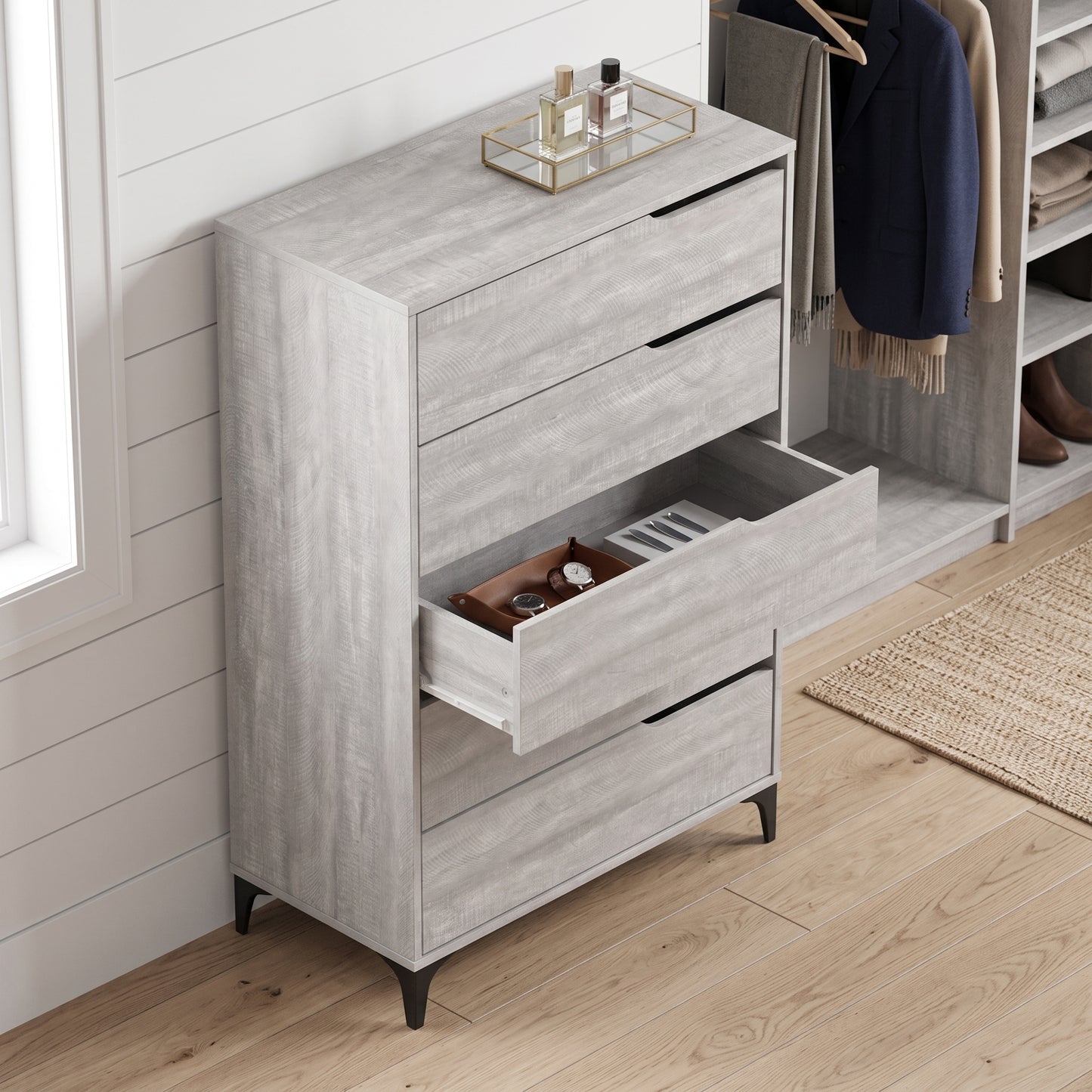 Galano Modern 5-Drawer Tall Dresser for Bedroom with Interlocking Drawers & Metal Slides, 30.7" W