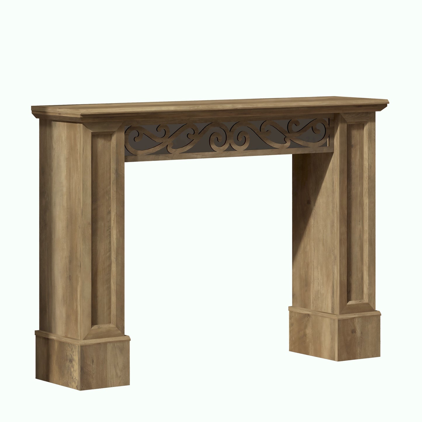 Galano Console Table with Decorative Cutout Design in Brown 46.5" W x 11.6" D x 45.9" H