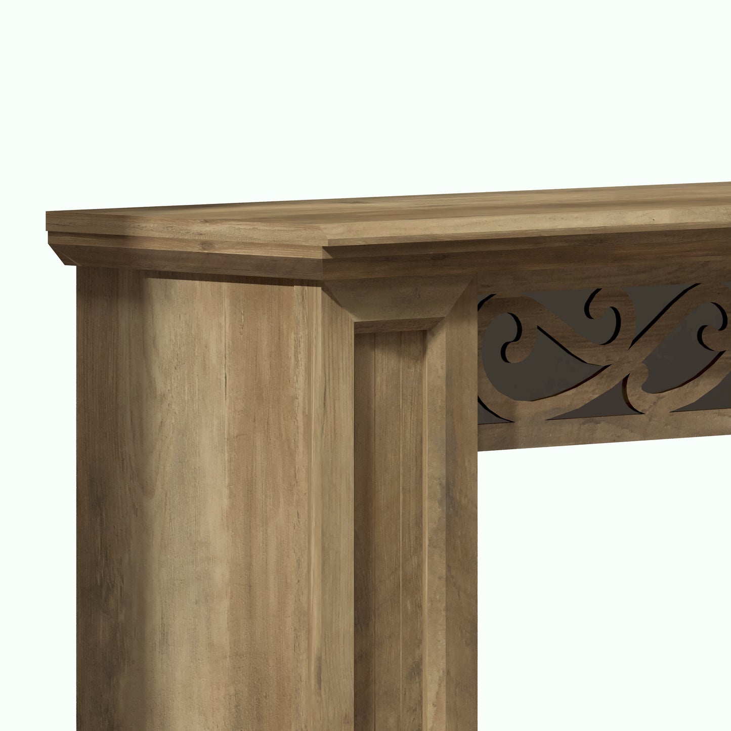 Galano Console Table with Decorative Cutout Design in Brown 46.5" W x 11.6" D x 45.9" H