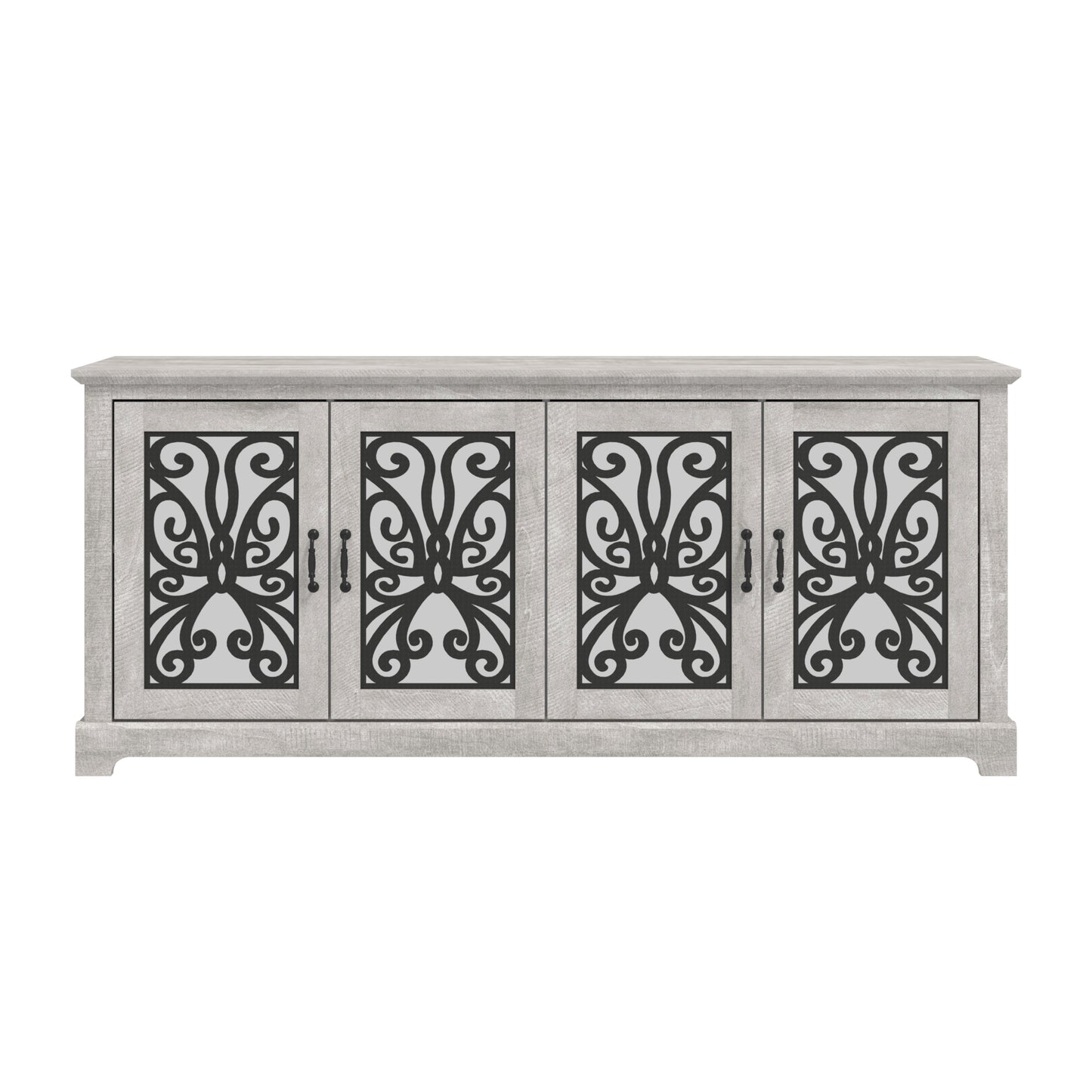 GALANO Traditional Mirrored Door TV Stand with Adjustable Shelves 68.2" W x 17.2" D x 29.3" H