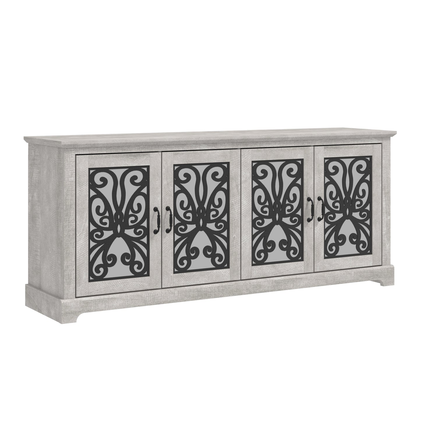 GALANO Traditional Mirrored Door TV Stand with Adjustable Shelves 68.2" W x 17.2" D x 29.3" H