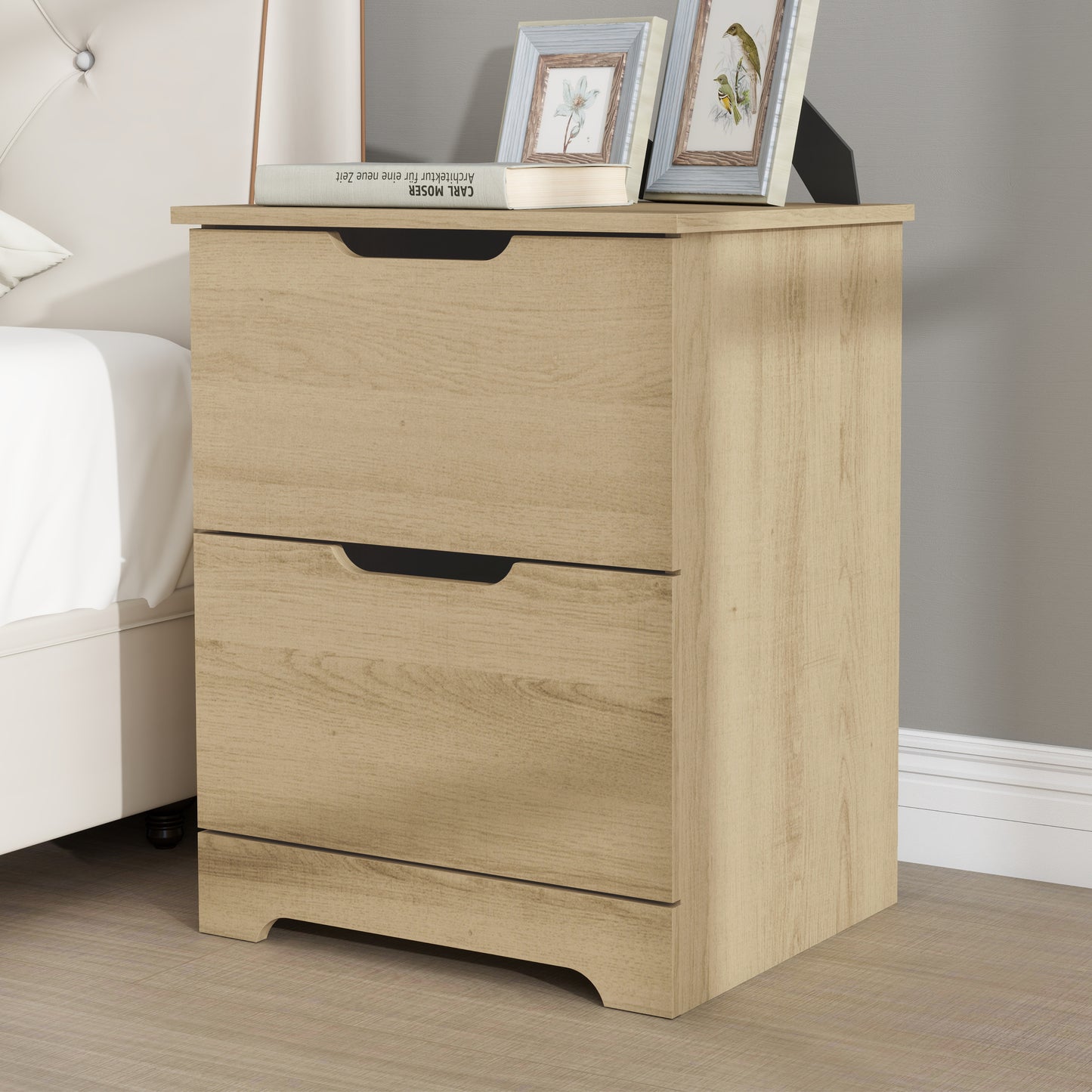 Galano Modern 2-Drawer Nightstand with Cutout Handles 18.7" W × 15.7" D × 23.7" H
