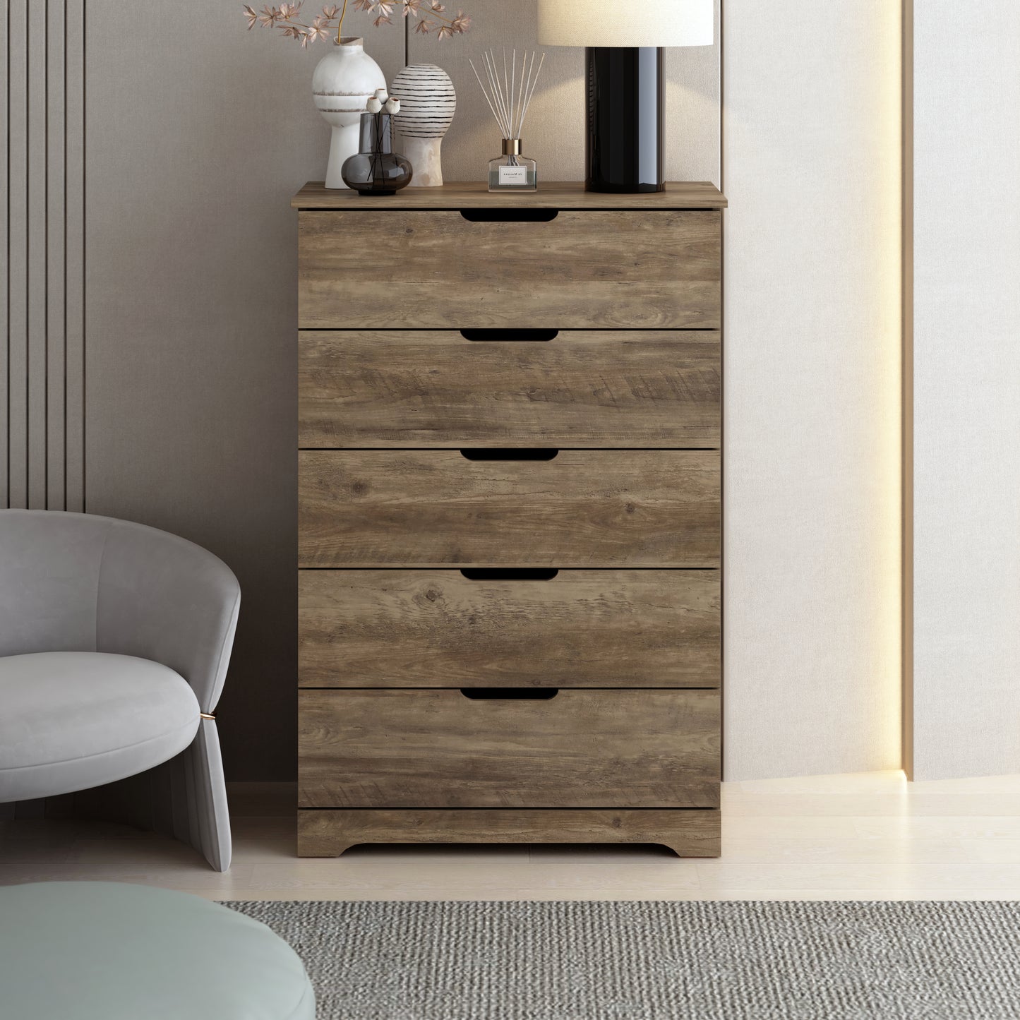Galano 5 Drawer Dresser with Interlocking Drawers 31.3" W × 47.2" H x 15.6'' D