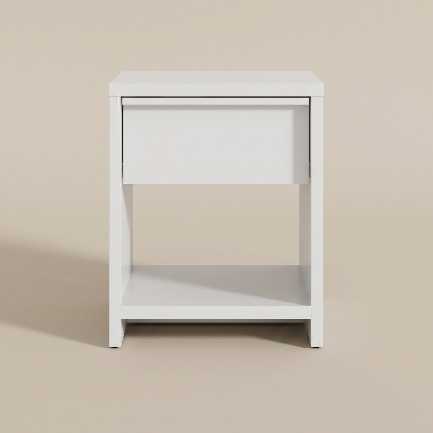 1-Drawer Nightstand with Open Shelf, 1-Piece, White