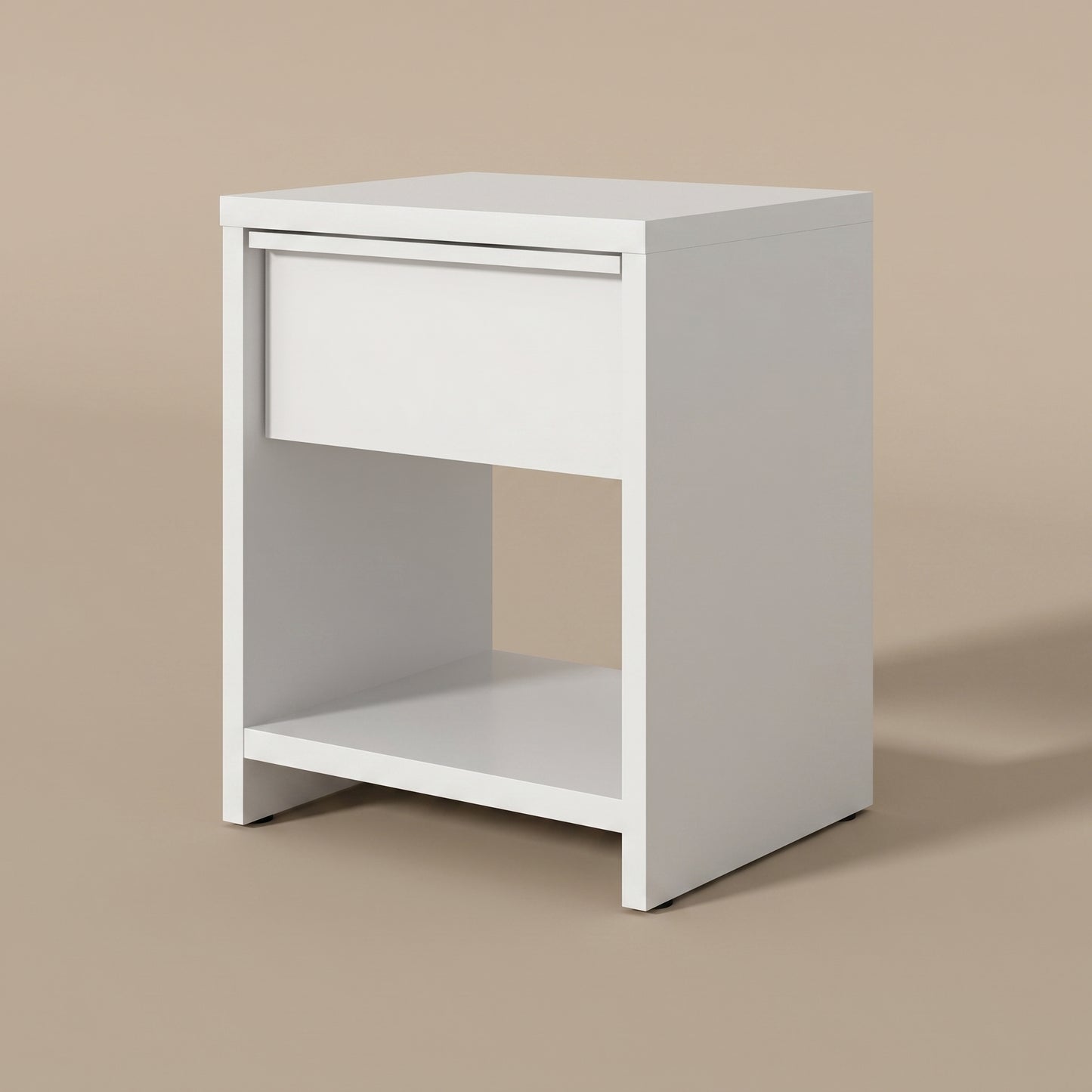 1-Drawer Nightstand with Open Shelf, 1-Piece, White