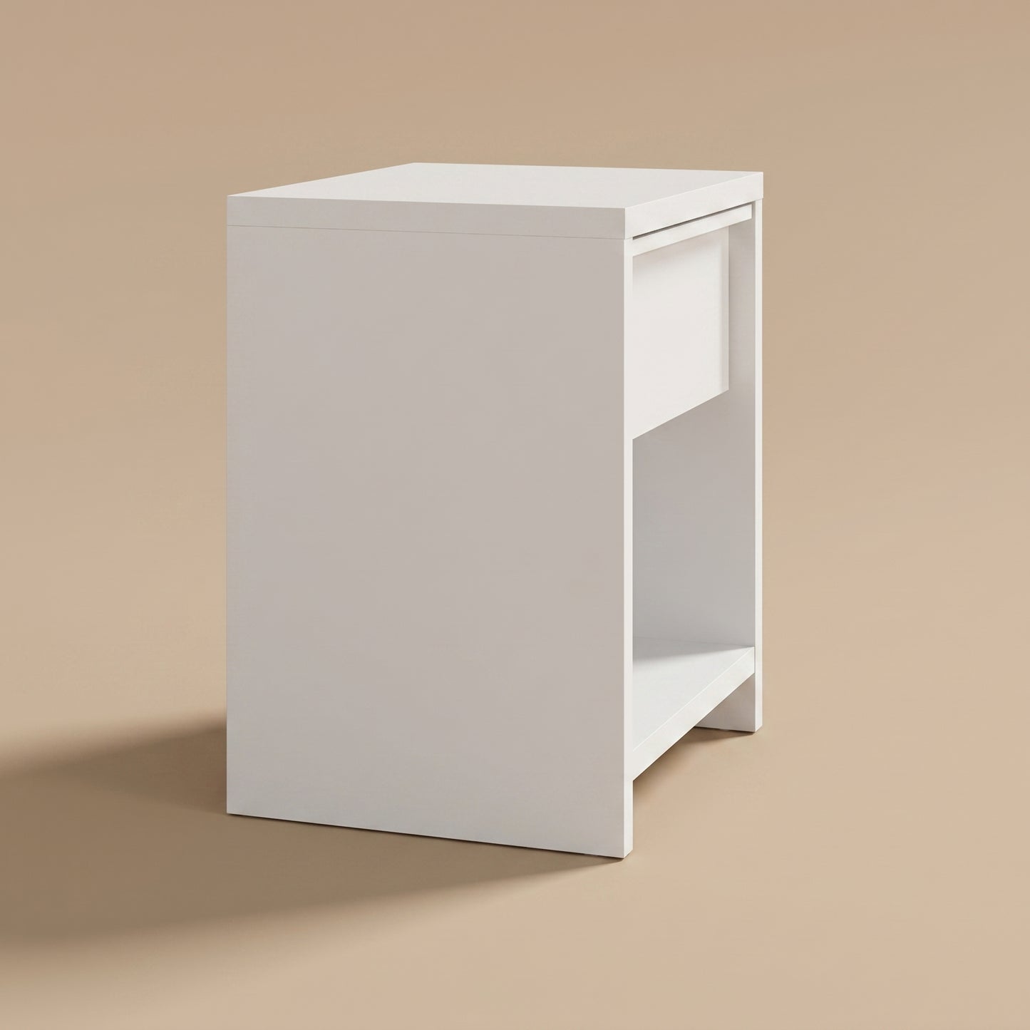 1-Drawer Nightstand with Open Shelf, 1-Piece, White