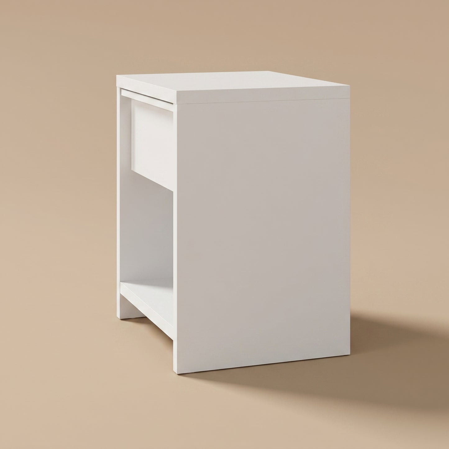 1-Drawer Nightstand with Open Shelf, 1-Piece, White