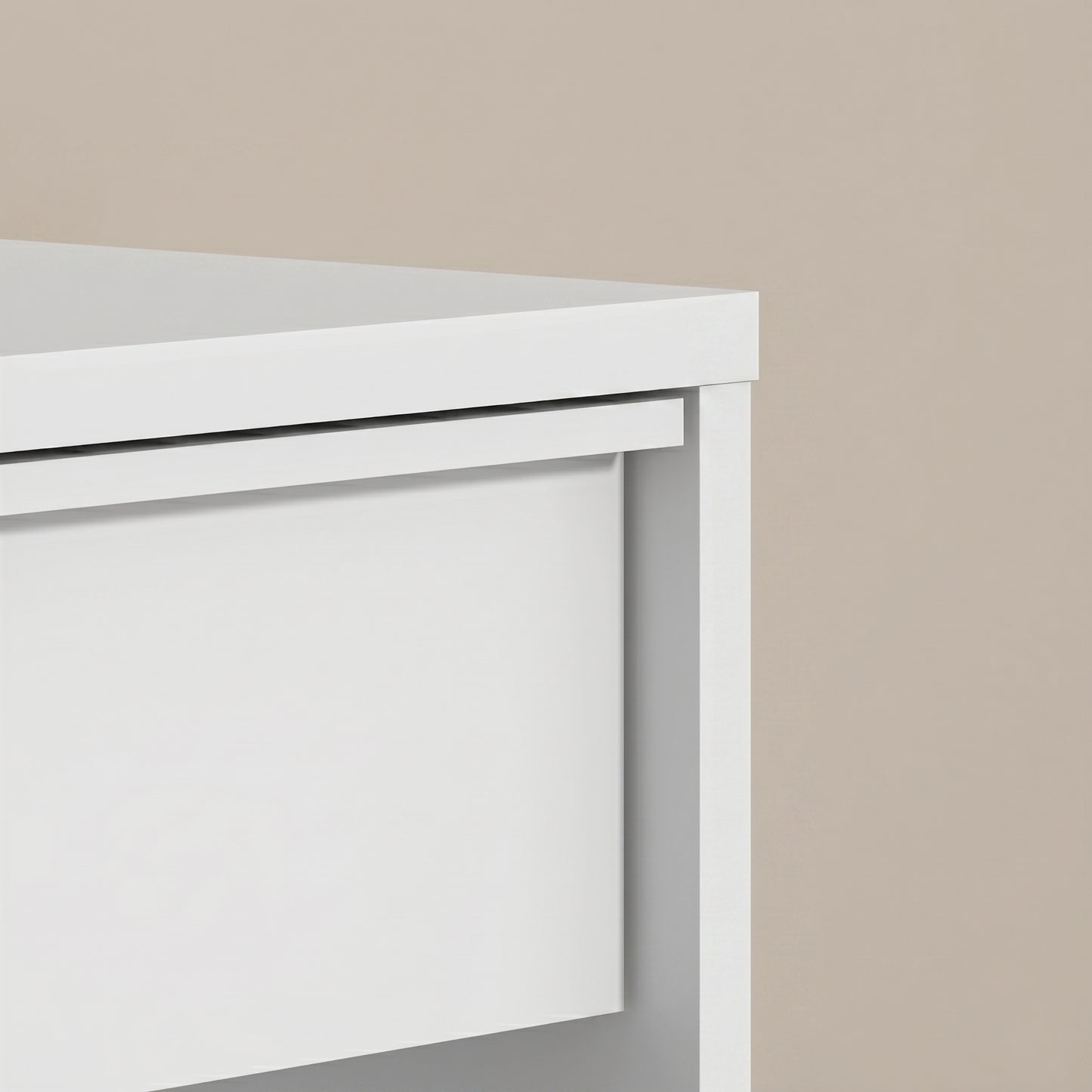 1-Drawer Nightstand with Open Shelf, 1-Piece, White