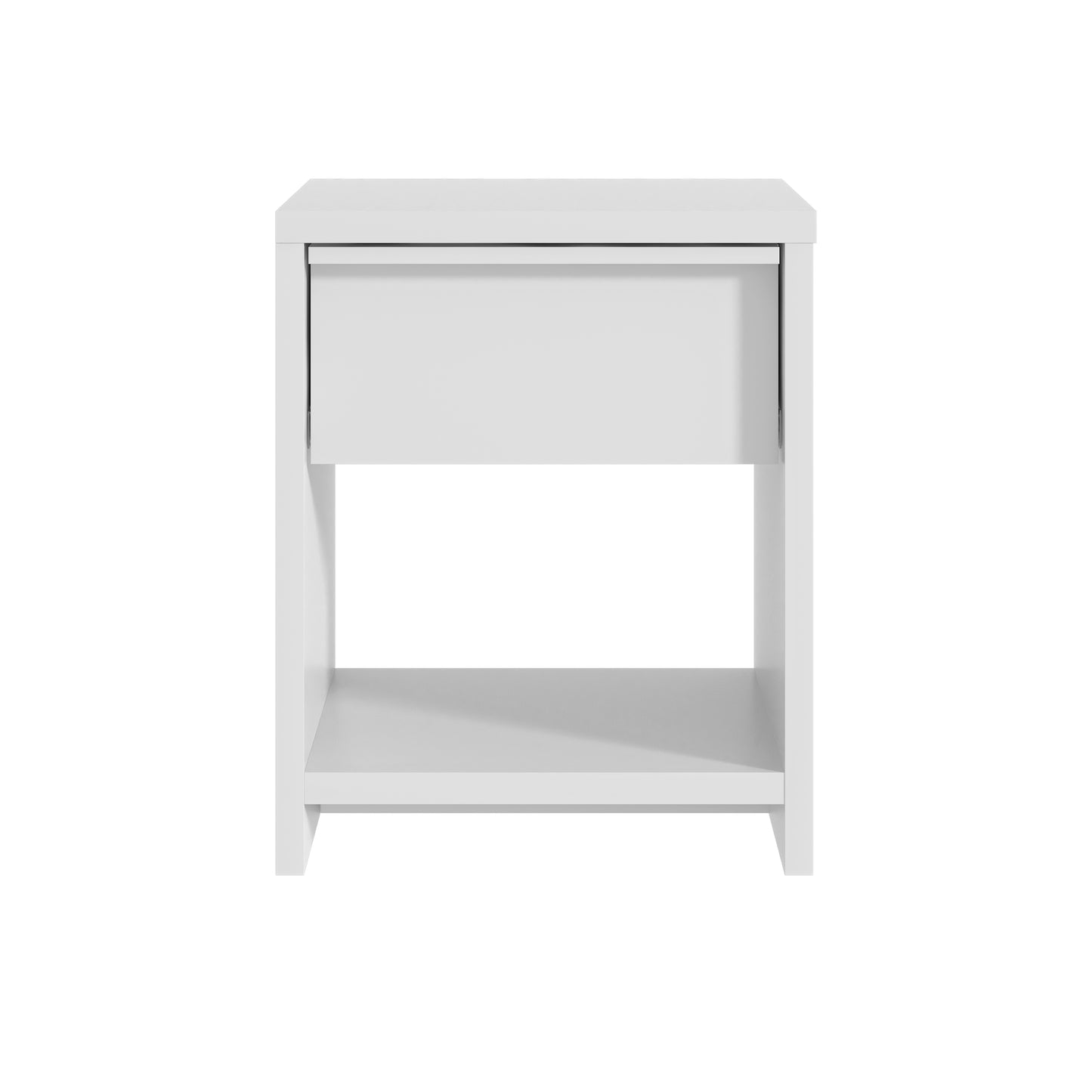 1-Drawer Nightstand with Open Shelf, 1-Piece, White