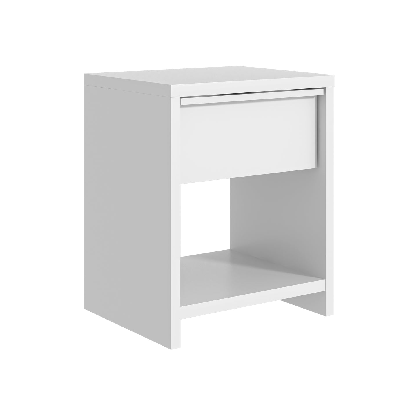 1-Drawer Nightstand with Open Shelf, 1-Piece, White