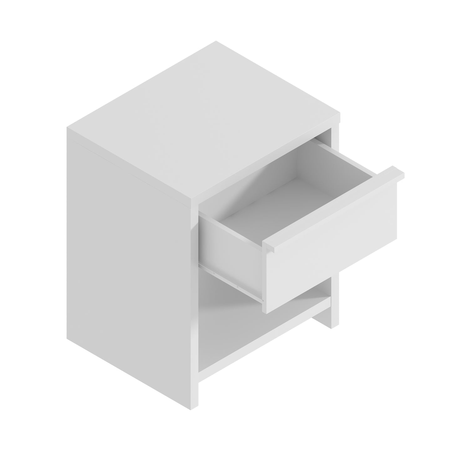 1-Drawer Nightstand with Open Shelf, 1-Piece, White
