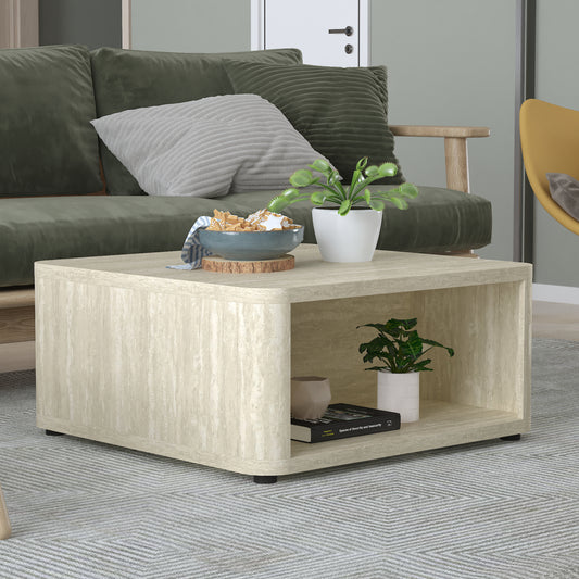 Galano Modern Wood Coffee Table with Storage Shelf 32" W × 32" D × 15" H