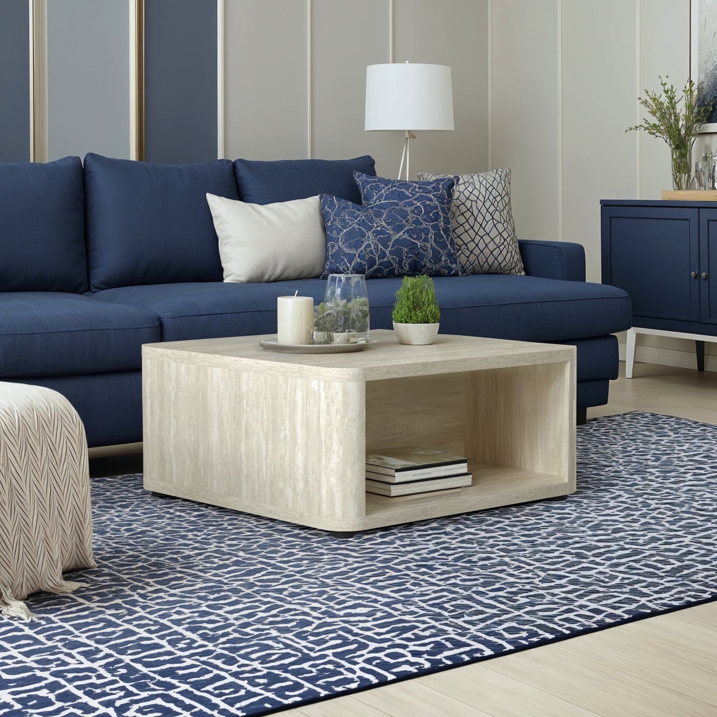 Galano Modern Wood Coffee Table with Storage Shelf 32" W × 32" D × 15" H