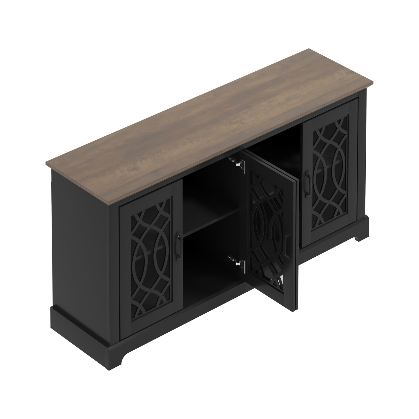 Galano TV Stand with storage and decorative Cut-Out Pattern 59.6" W × 15.7" D × 29.3" H