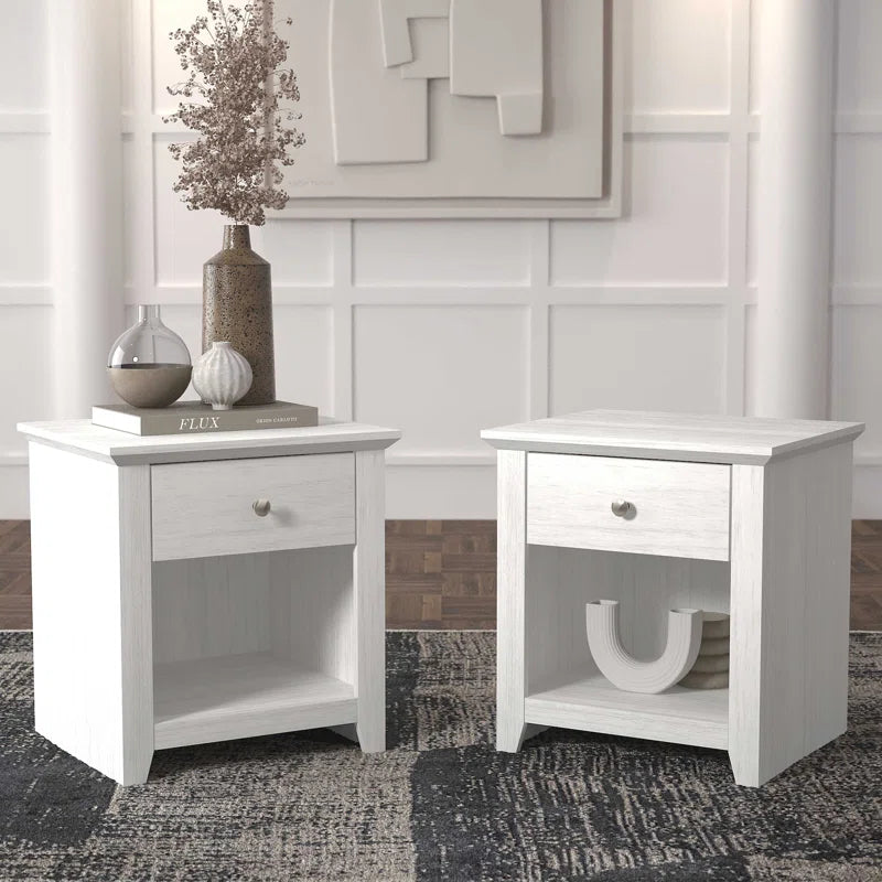 Galano Modern 1-Drawer Nightstands with Open Storage Set of 2 19.3" W × 16.9" D × 20.9" H