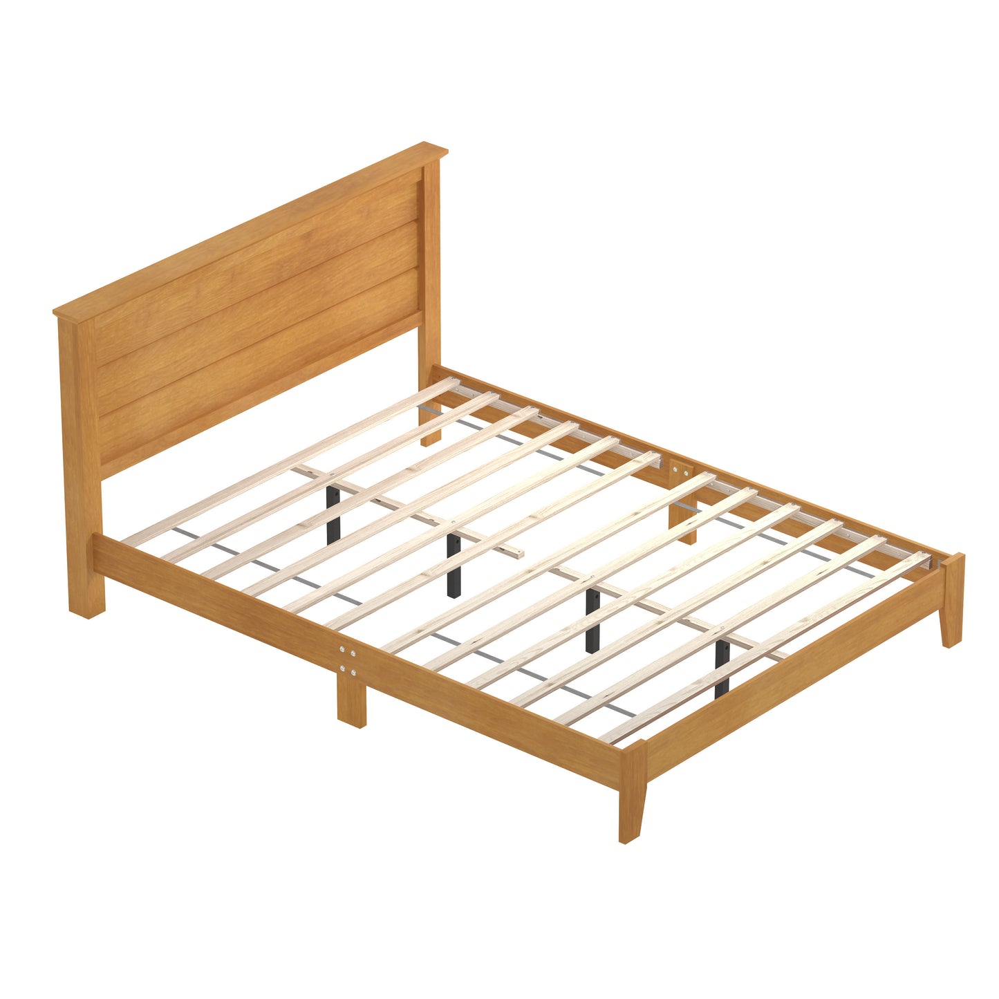 Galano Modern Platform Bed with Slatted Headboard 66.1" W × 85.6" D × 40.2" H