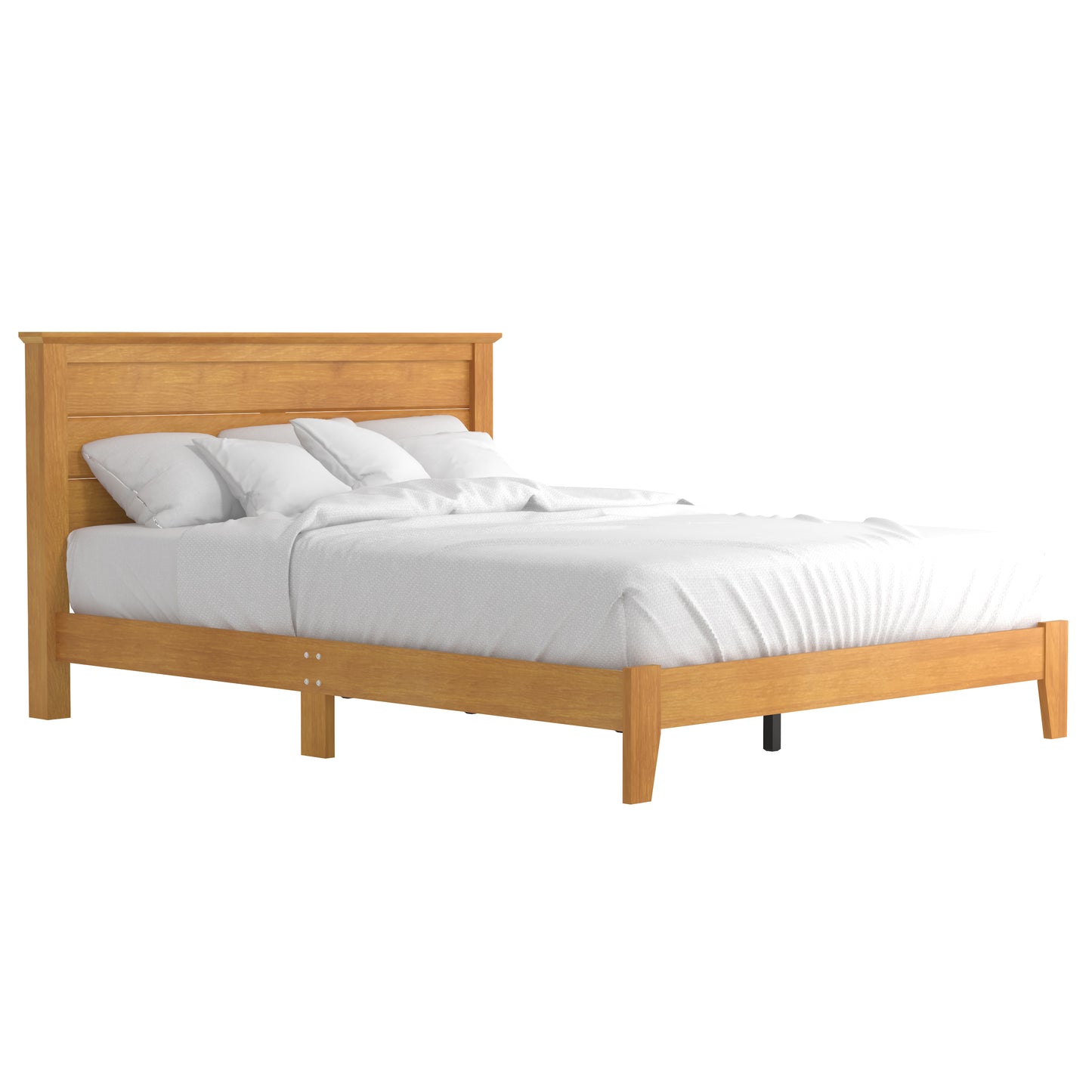 Galano Modern Platform Bed with Slatted Headboard 66.1" W × 85.6" D × 40.2" H
