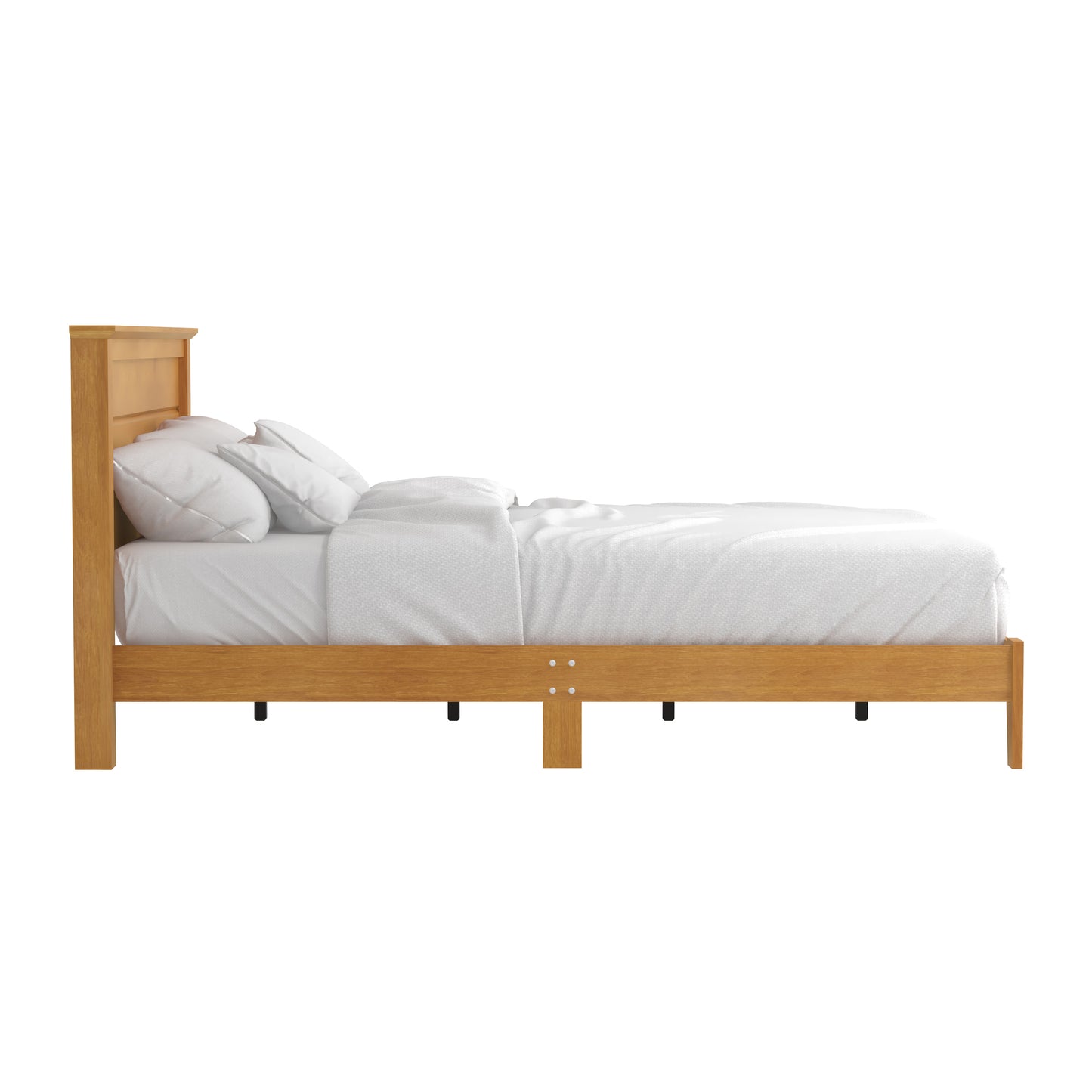 Galano Modern Platform Bed with Slatted Headboard 66.1" W × 85.6" D × 40.2" H
