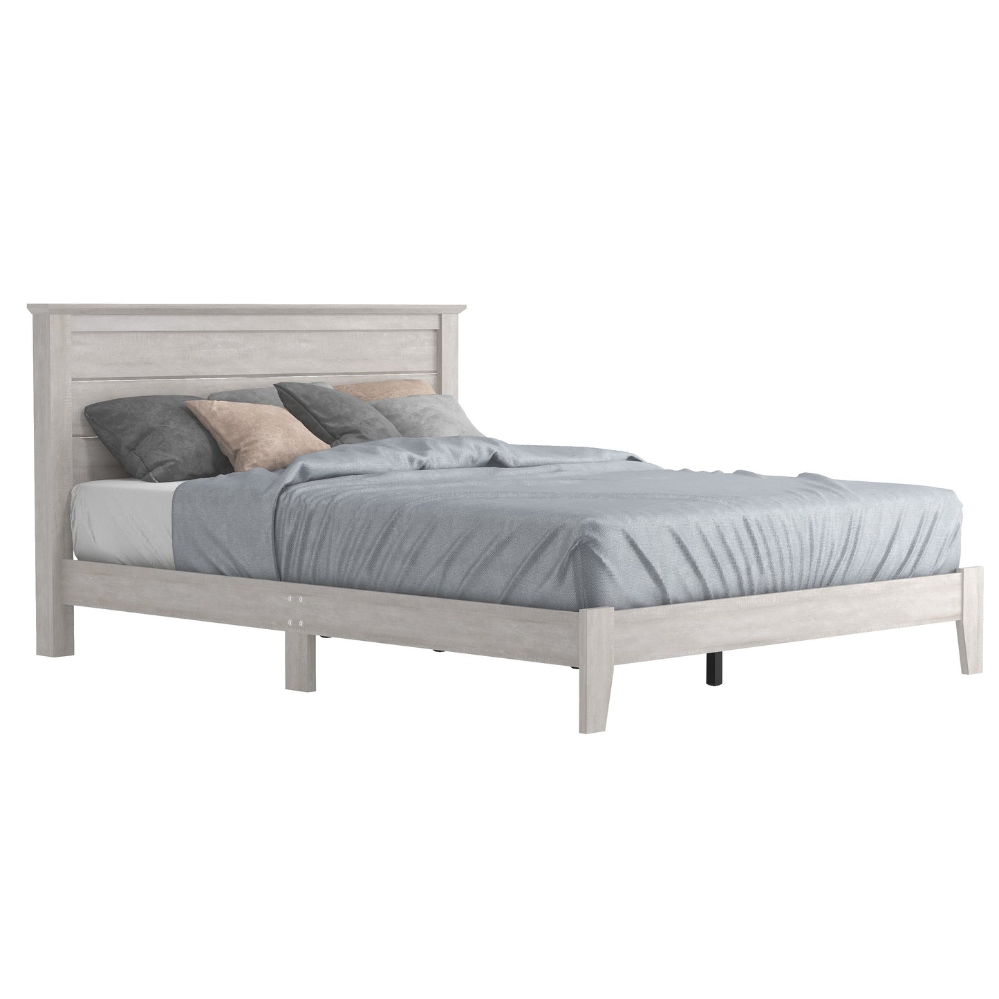 Galano Modern Platform Bed with Slatted Headboard 66.1" W × 85.6" D × 40.2" H