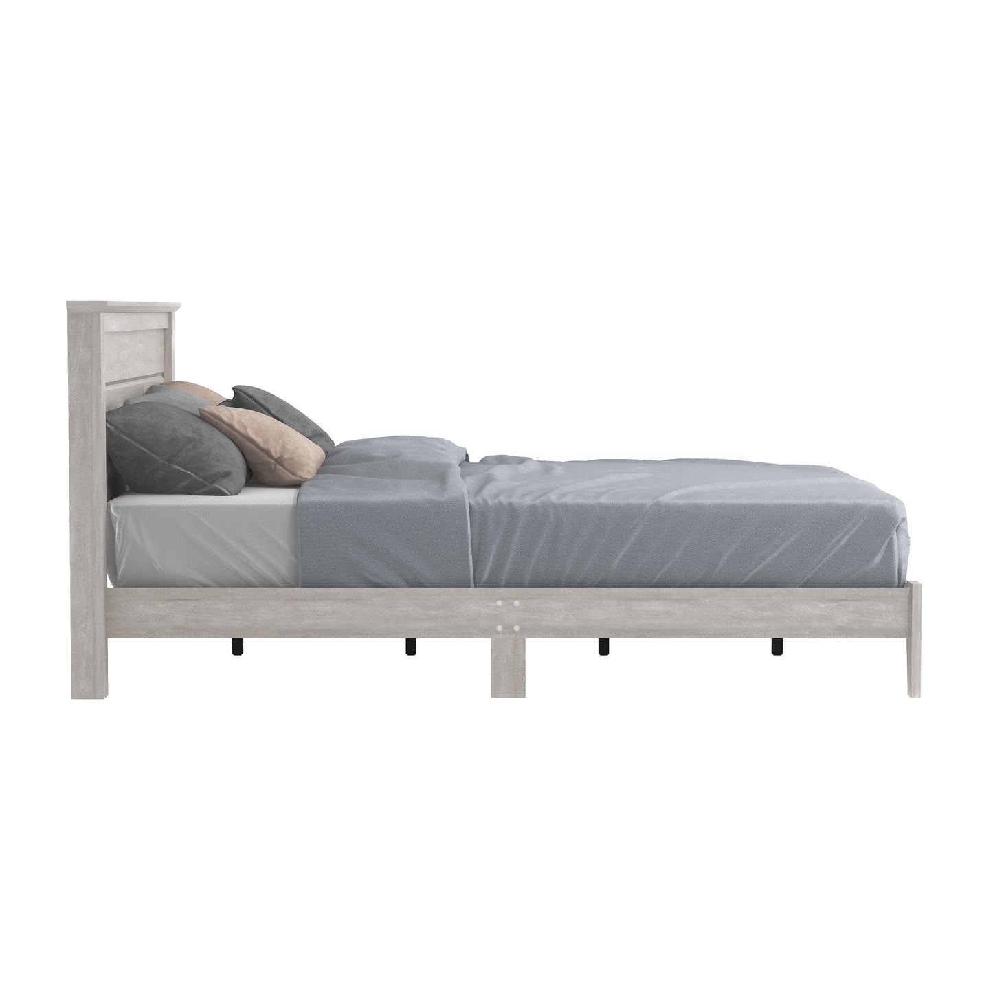Galano Modern Platform Bed with Slatted Headboard 66.1" W × 85.6" D × 40.2" H